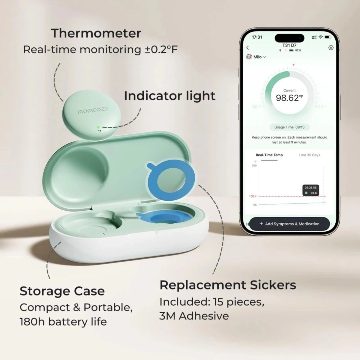 Momcozy T31 Wearable Smart Baby Digital Thermometer - ebebek