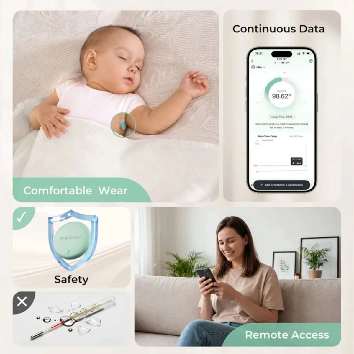 Momcozy T31 Wearable Smart Baby Digital Thermometer - ebebek