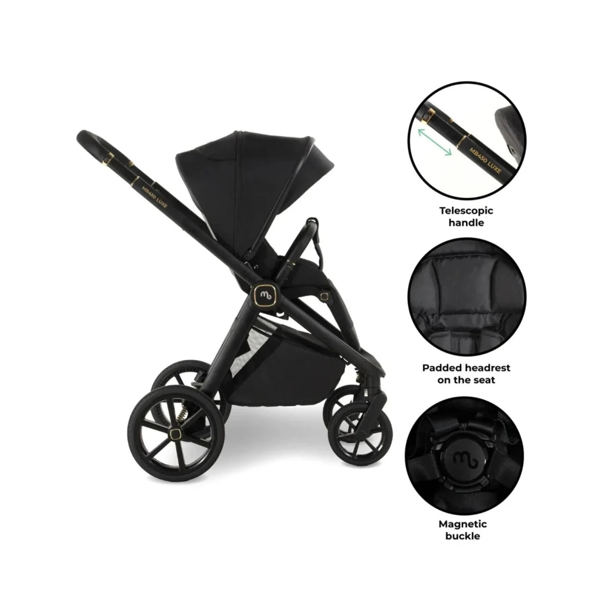 My Babiie MB450 Luxe 3-in-1 Travel System with Rotating Car Seat,Base & Toddler Seat - Black Black - ebebek