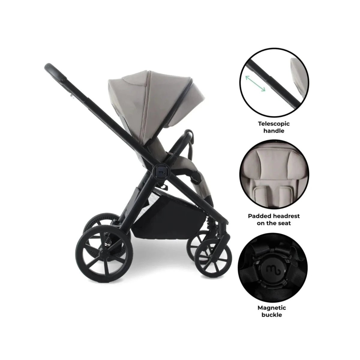 My Babiie MB450 Luxe 3-in-1 Travel System with Rotating Car Seat,Base & Toddler Seat - Mink Mink - ebebek