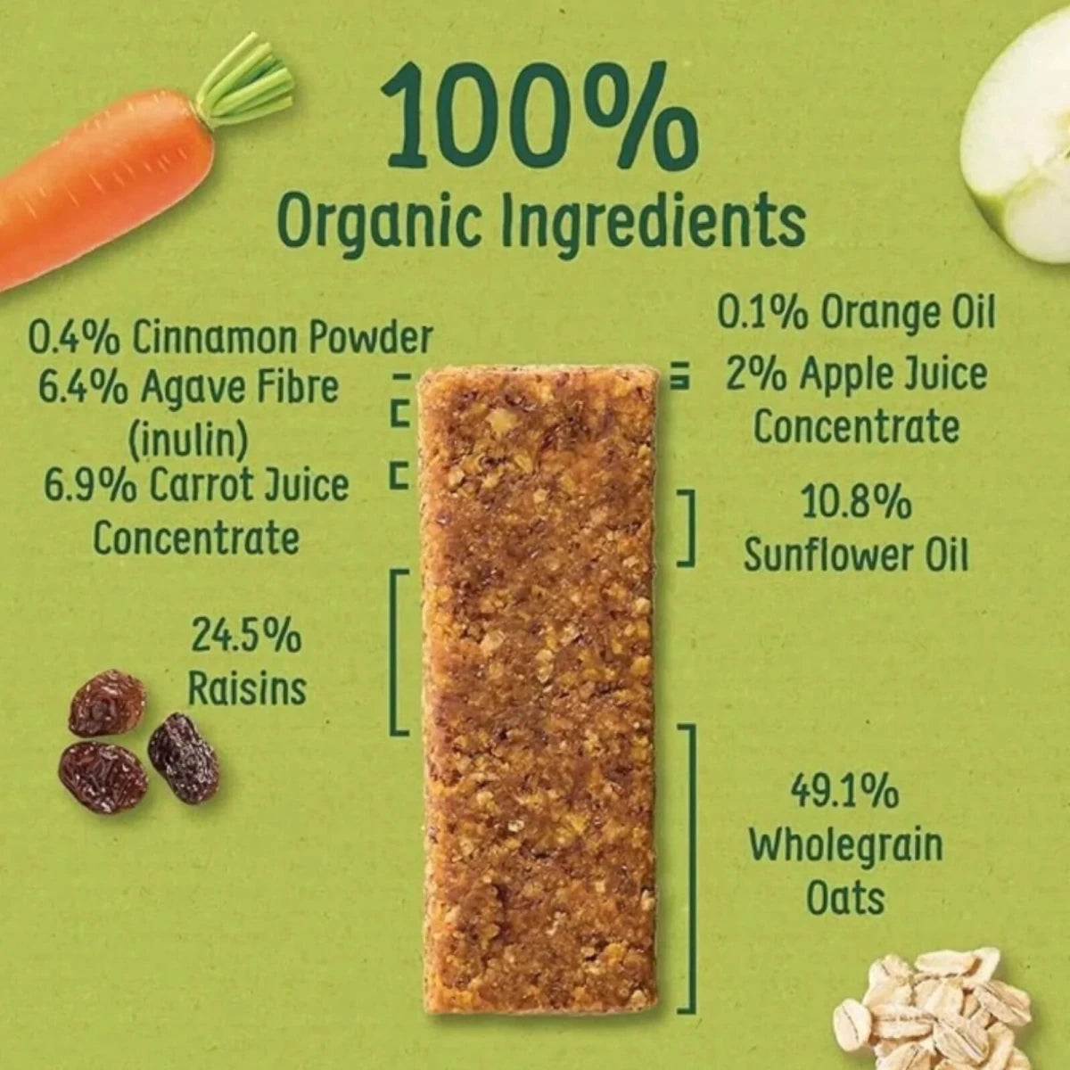 Organix Carrot Cake Organic Soft Oaty Bars 12+ months 138g (6x23g) - ebebek
