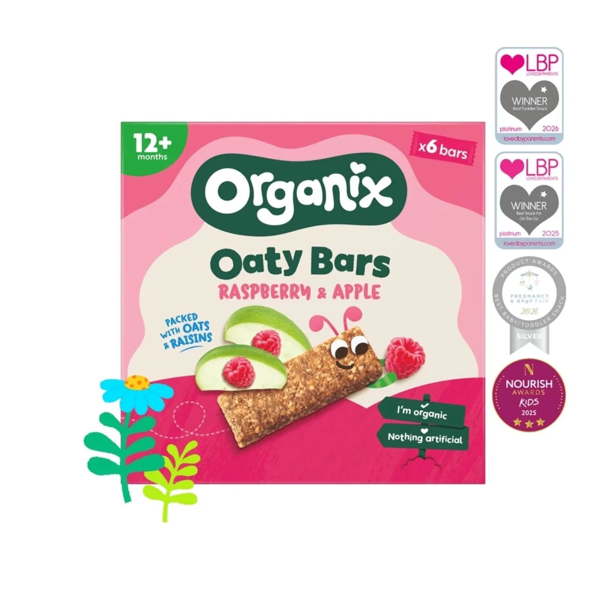 Organix Raspberry & Apple Soft Oaty Bars 12+ months 138g (6x23g) - ebebek