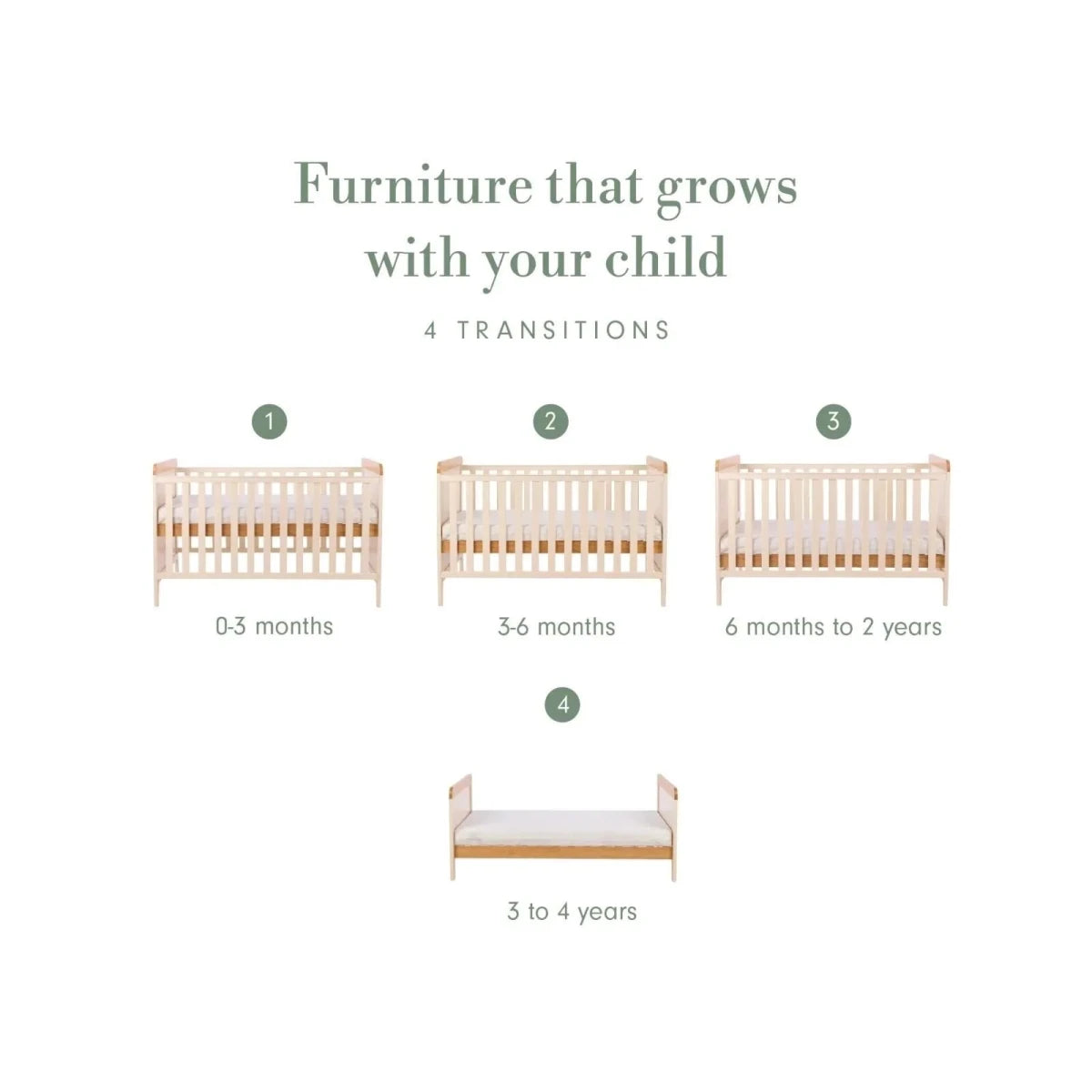 Tutti Bambini Rio Cot Bed with Cot Top Changer & Mattress - Cashmere/Honey Oak Cashmere / Honey Oak - ebebek