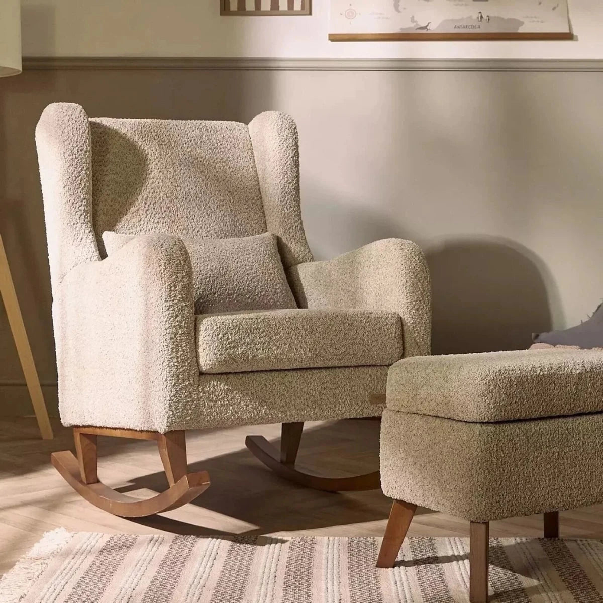 Tutti Bambini Harper Wingback Rocking Chair & Footstool - Teddy Mushroom Teddy Mushroom - ebebek