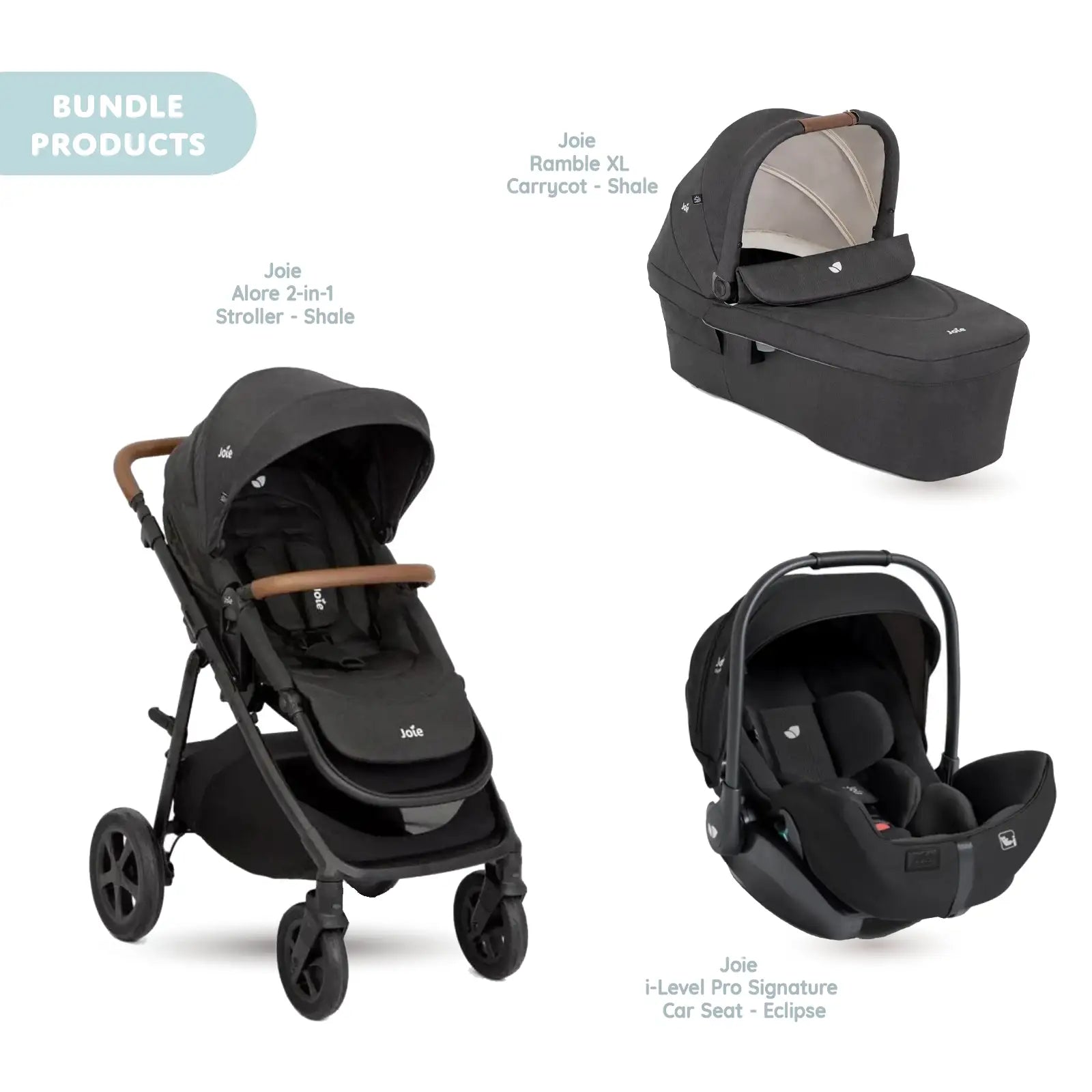 Joie Alore Pushchair with I - Level Pro Car Seat & Ramble XL Carrycot Travel System Bundle - Shale - ebebek - Black Friday