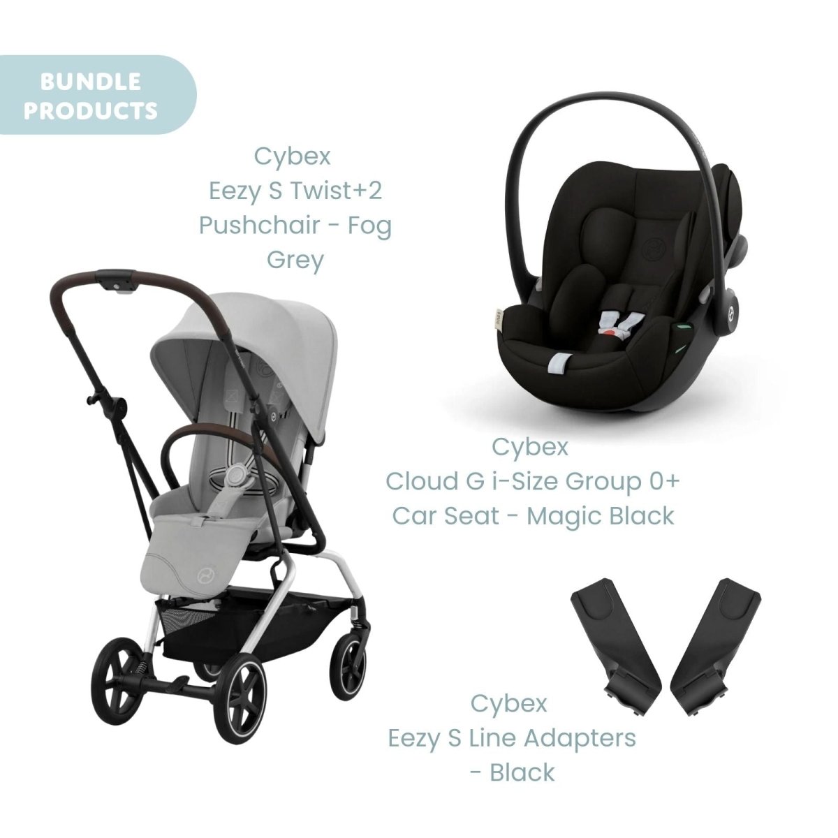 Cybex Eezy S Twist+2 Pushchair with Cloud G Car Seat Travel System Bundle - Fog Grey - ebebek - Christmas