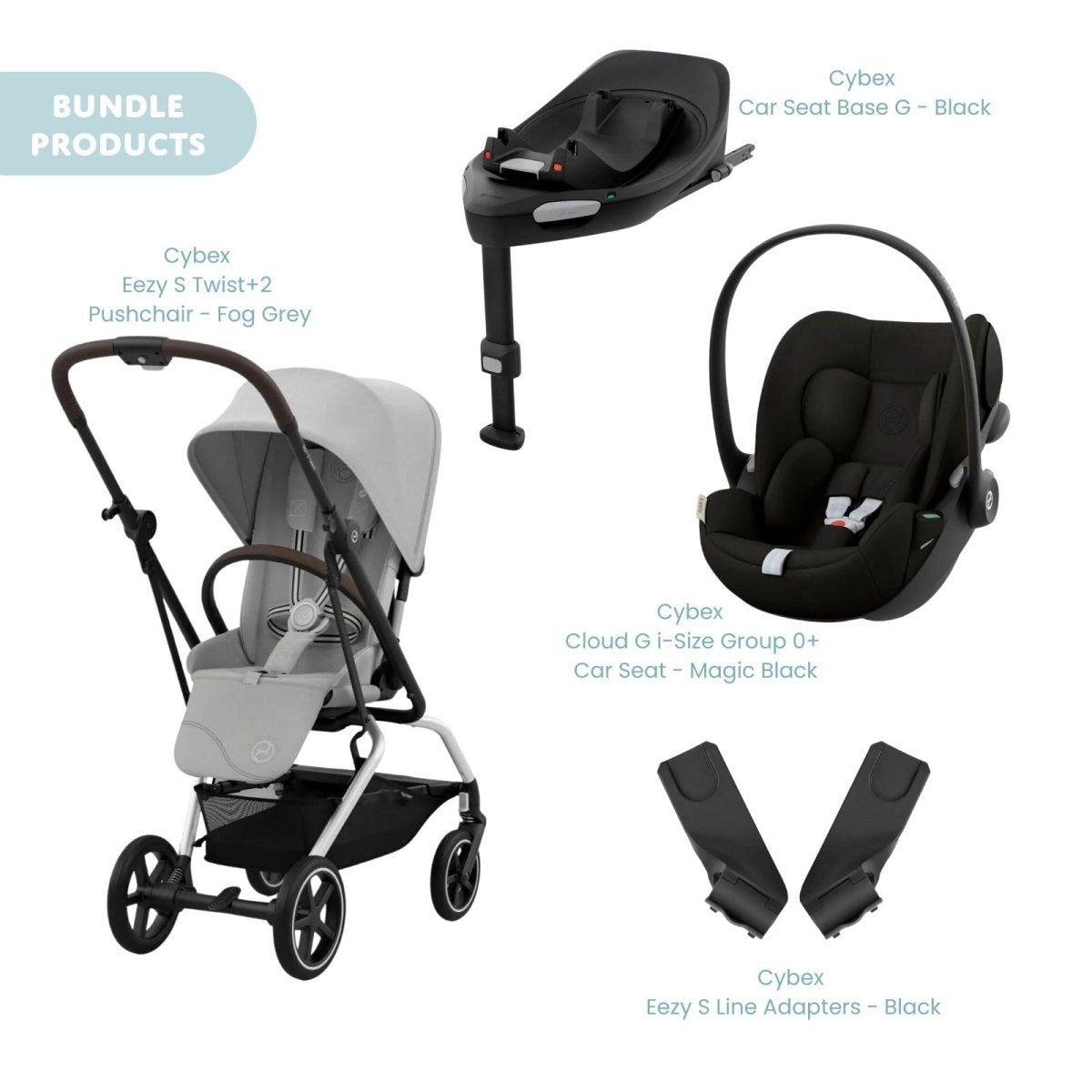 Cybex Eezy S Twist+2 Pushchair with Cloud G Car Seat & Base Travel System Bundle - Fog Grey - ebebek - Christmas