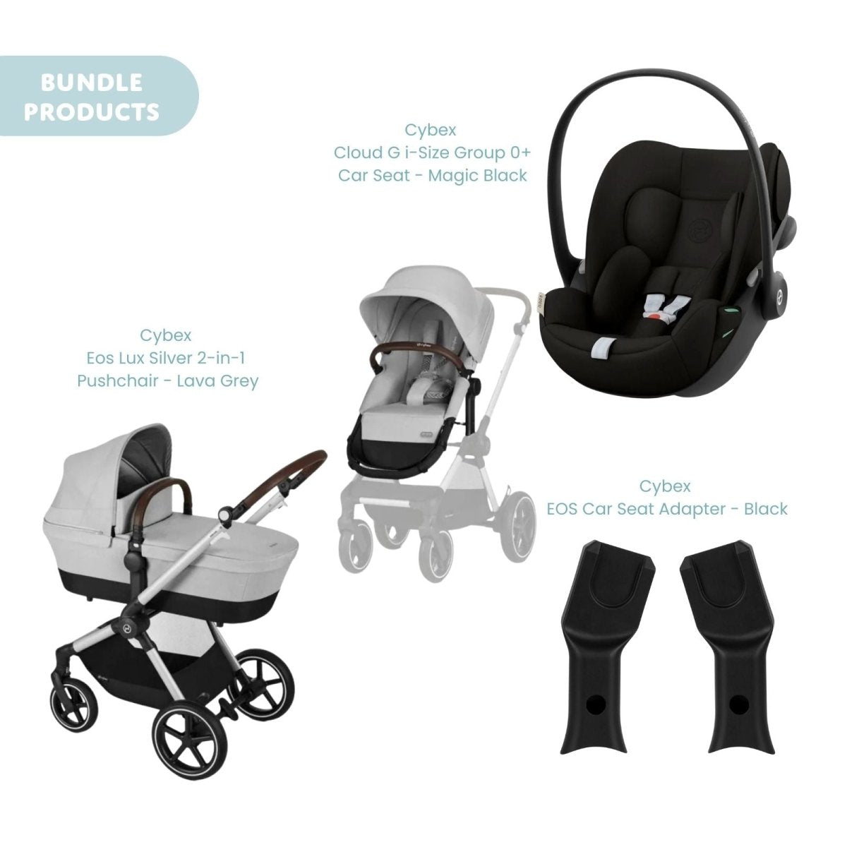 Cybex Eos Lux Silver Pushchair with Cloud G Car Seat Travel System Bundle - Lava Grey - ebebek - Christmas