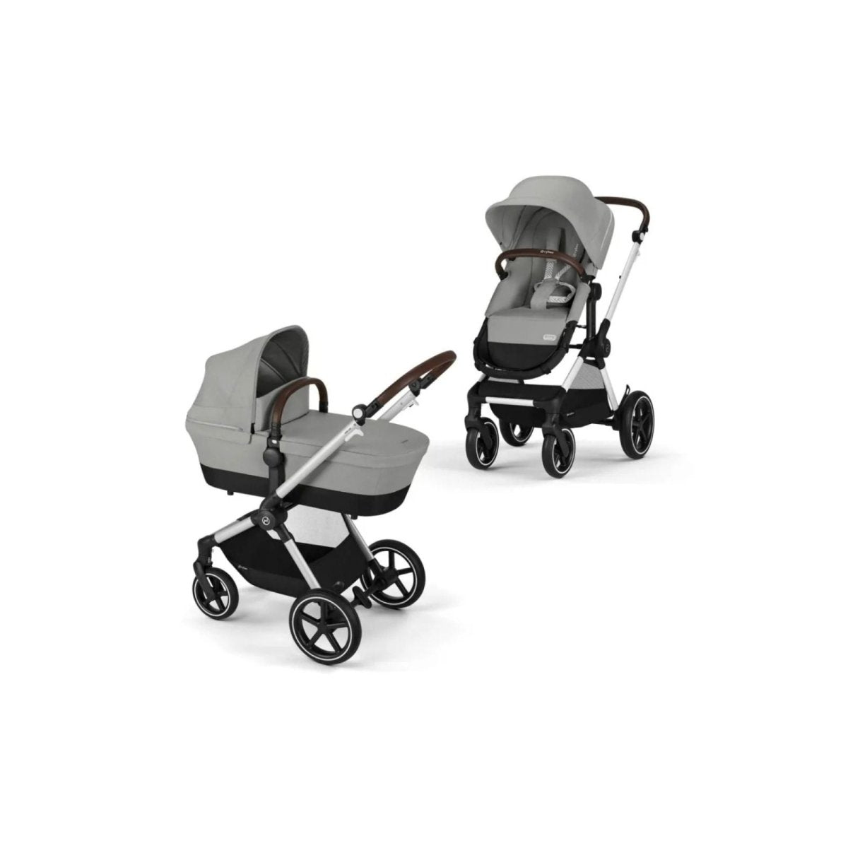 Cybex Eos Lux Silver 2 - in - 1 Pushchair with Cloud G Car Seat & Base & Snøgga Footmuff Travel System Bundle - Stone Grey - ebebek - Christmas
