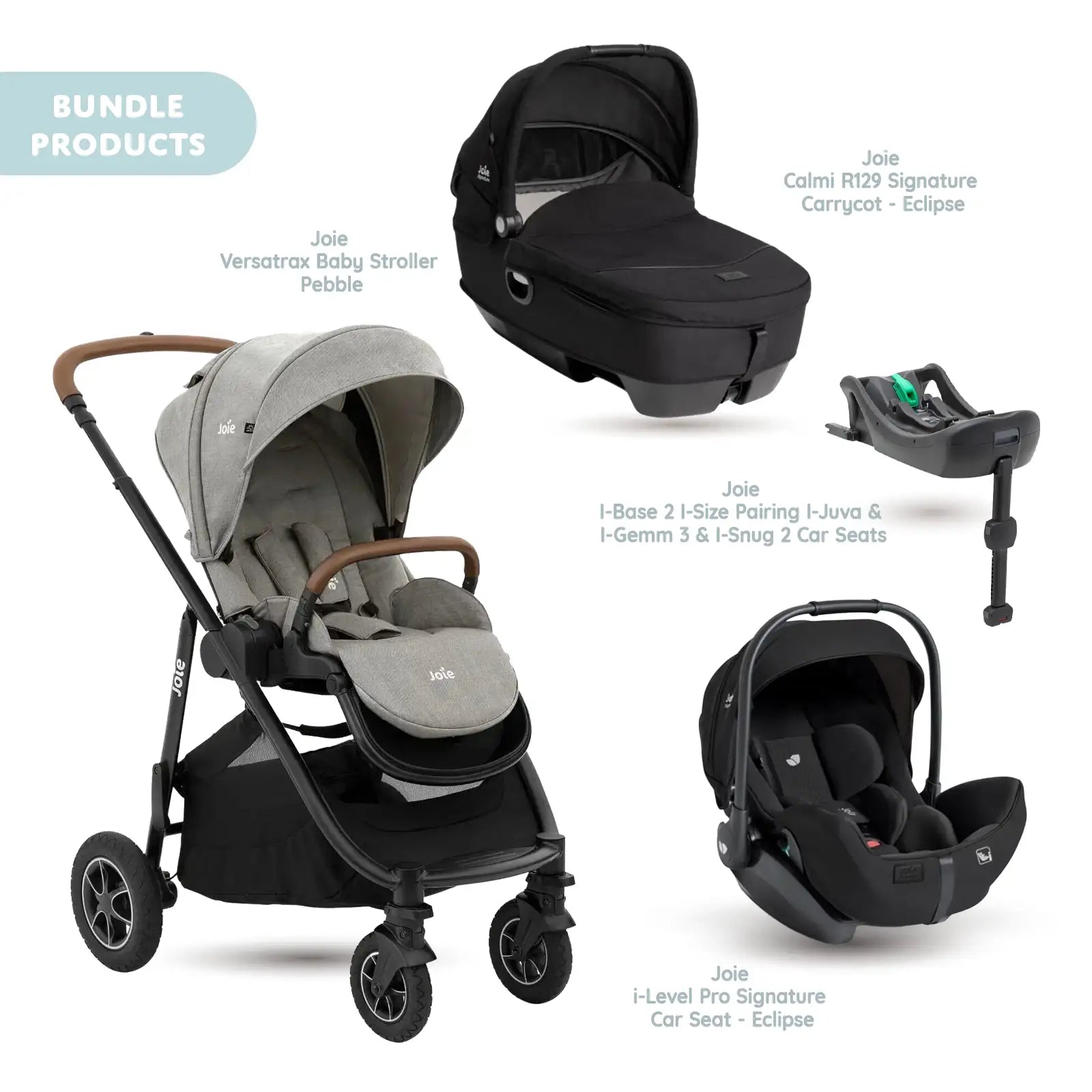 Joie Versatrax Pushchair with I - Level Pro Car Seat & Base & Calmi Carrycot Travel System - Pebble - ebebek - Black Friday