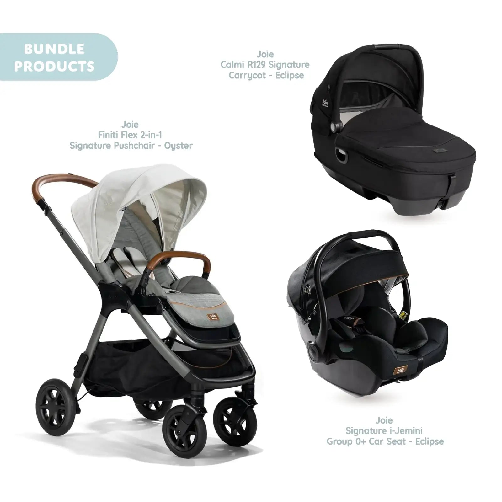 Joie Finiti Signature Pushchair with I - Jemini Car Seat & Calmi Carrycot - Oyster - ebebek - Black Friday