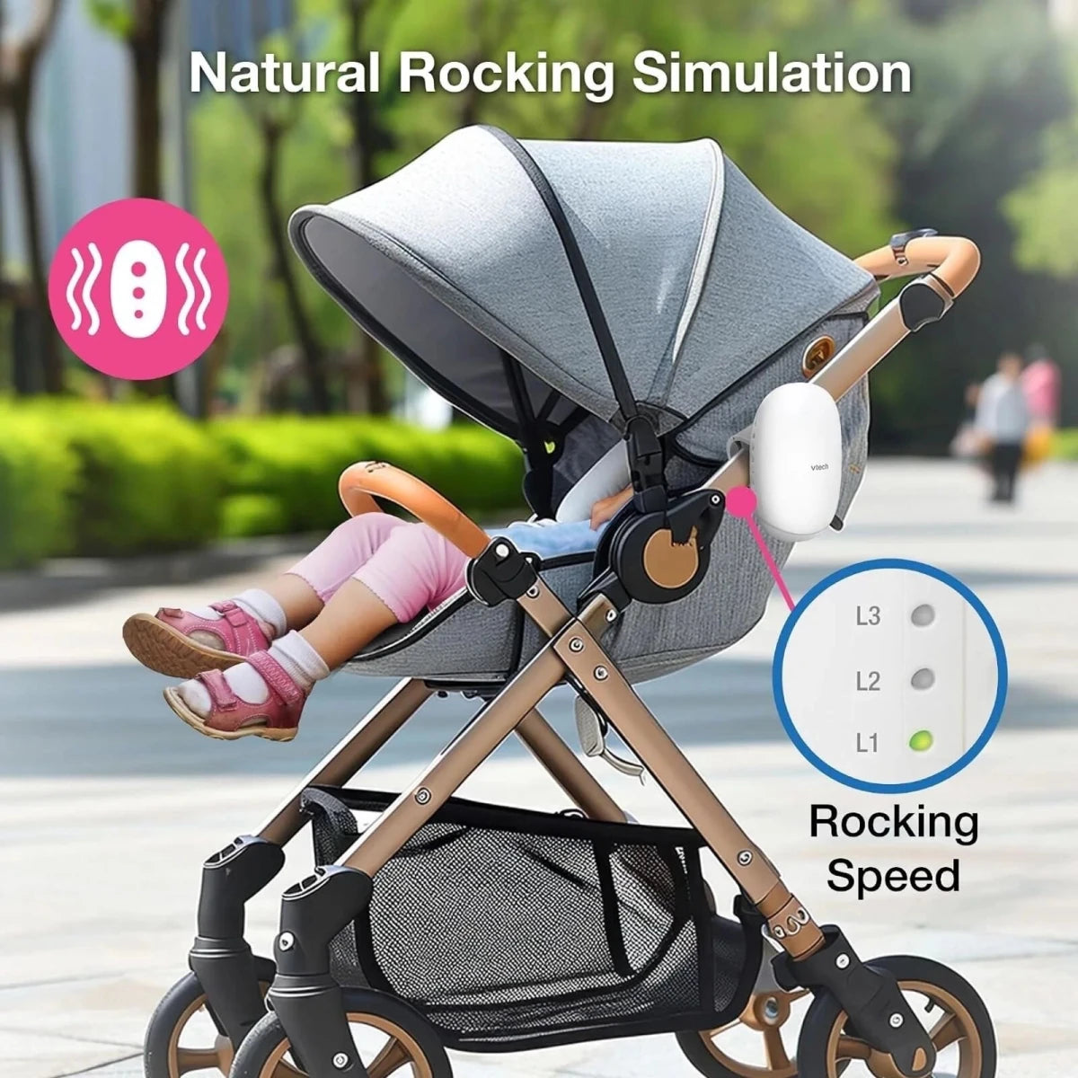 VTech V-Hush Sound & Motion Stroller Rocker - White - ebebek