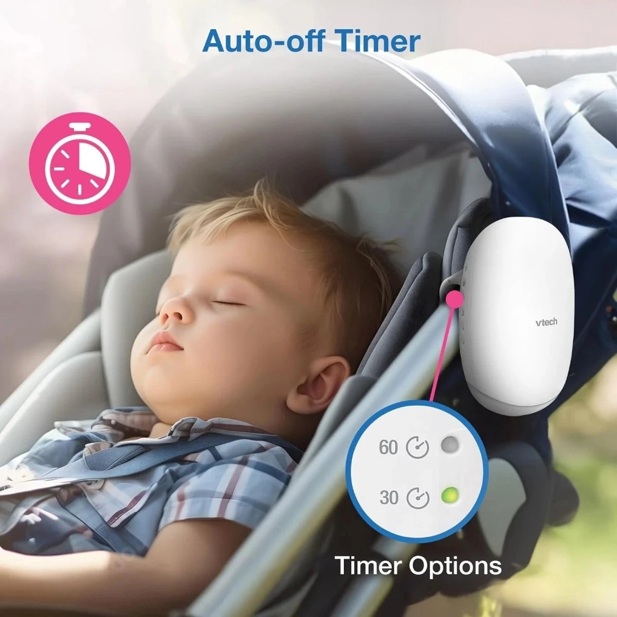 VTech V-Hush Sound & Motion Stroller Rocker - White - ebebek