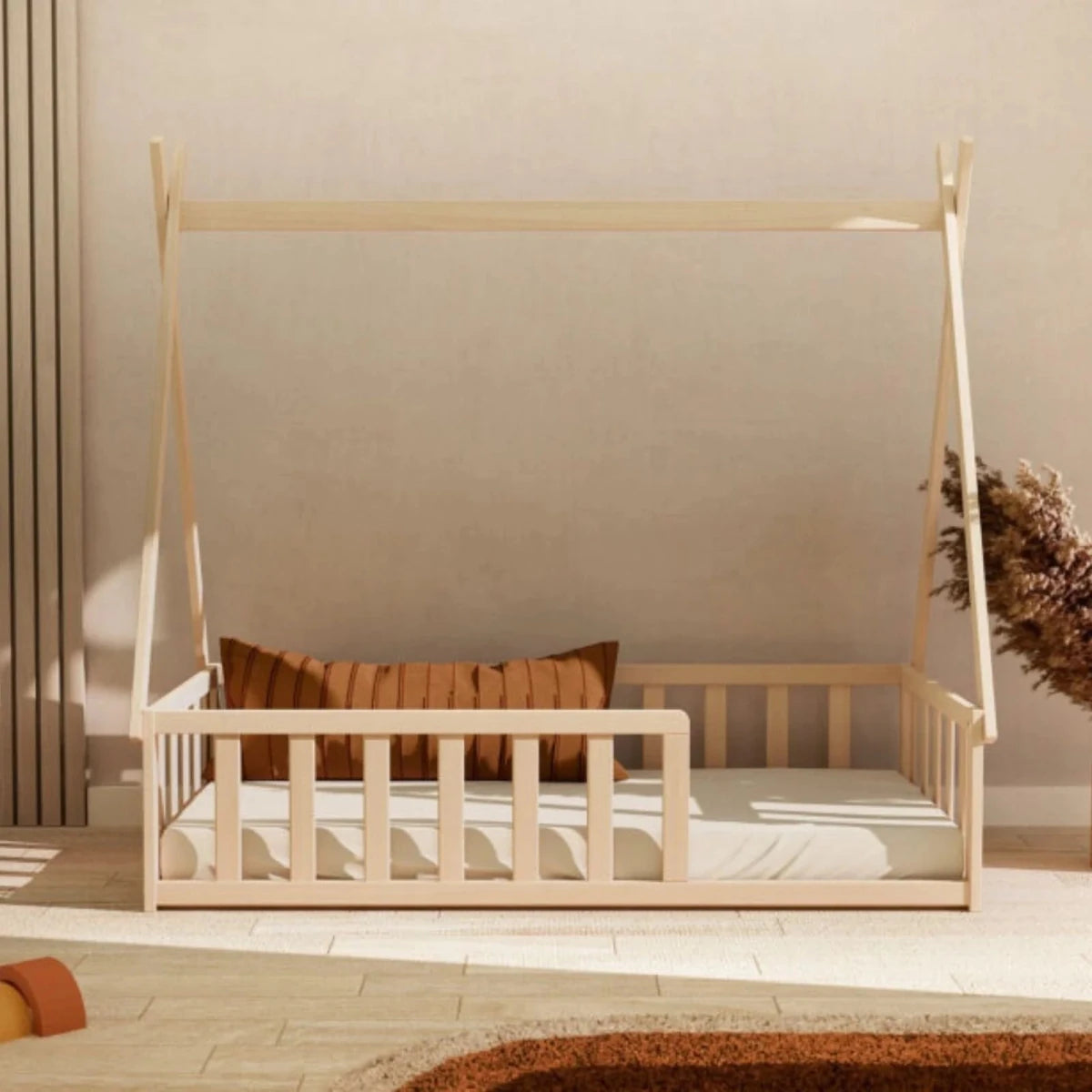 WeBaby Tipi Wooden Cot Bed 70x140cm - Raw Beech - ebebek