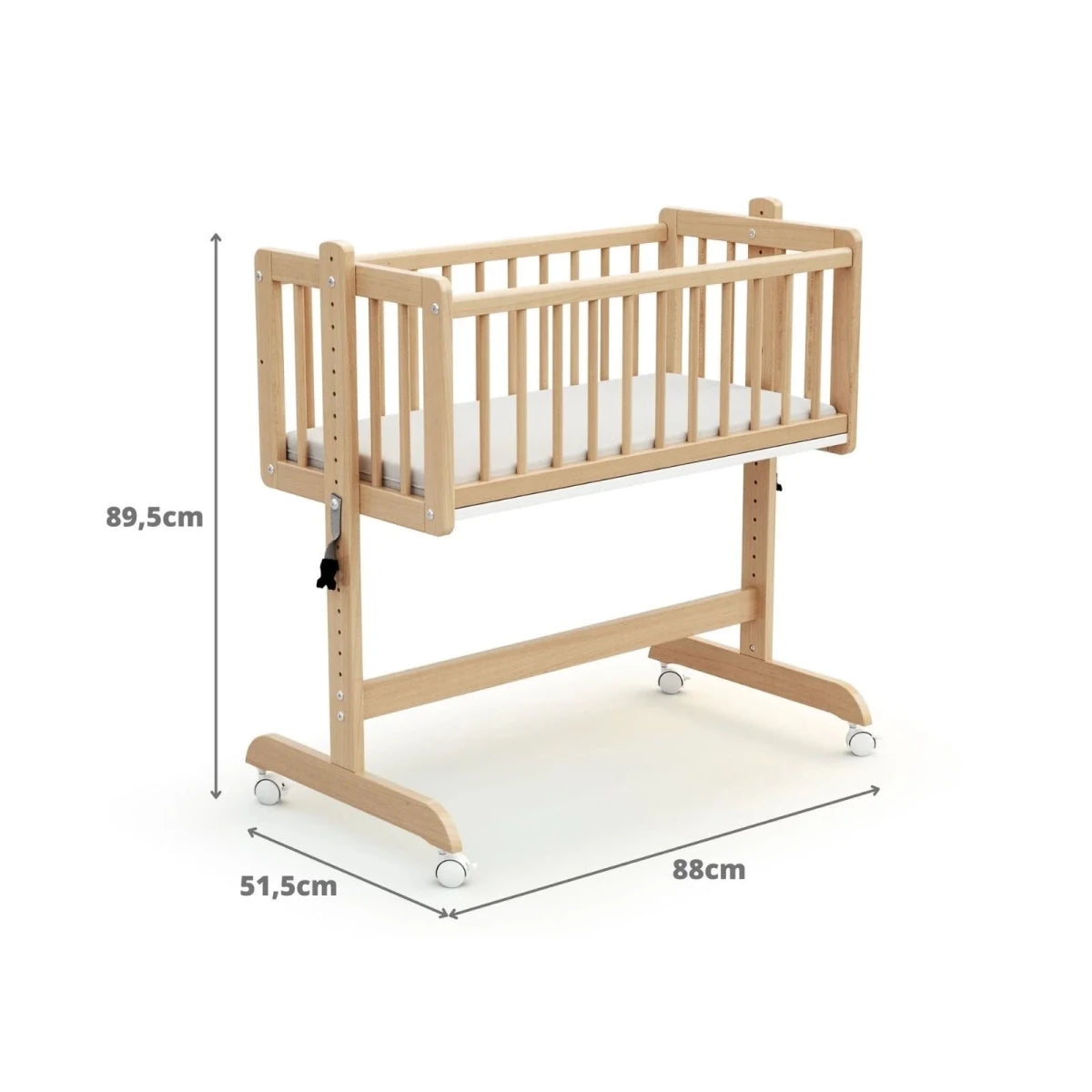 WeBaby Nino Wooden Convertible Sleeping Crib - Varnished Beech Varnished Beech - ebebek