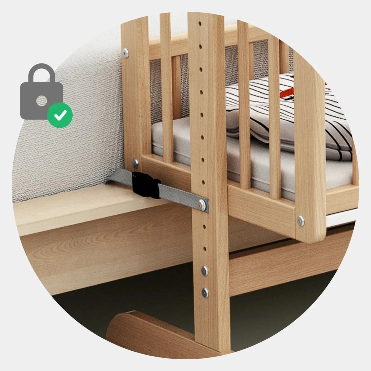 WeBaby Nino Wooden Convertible Sleeping Crib - Varnished Beech Varnished Beech - ebebek