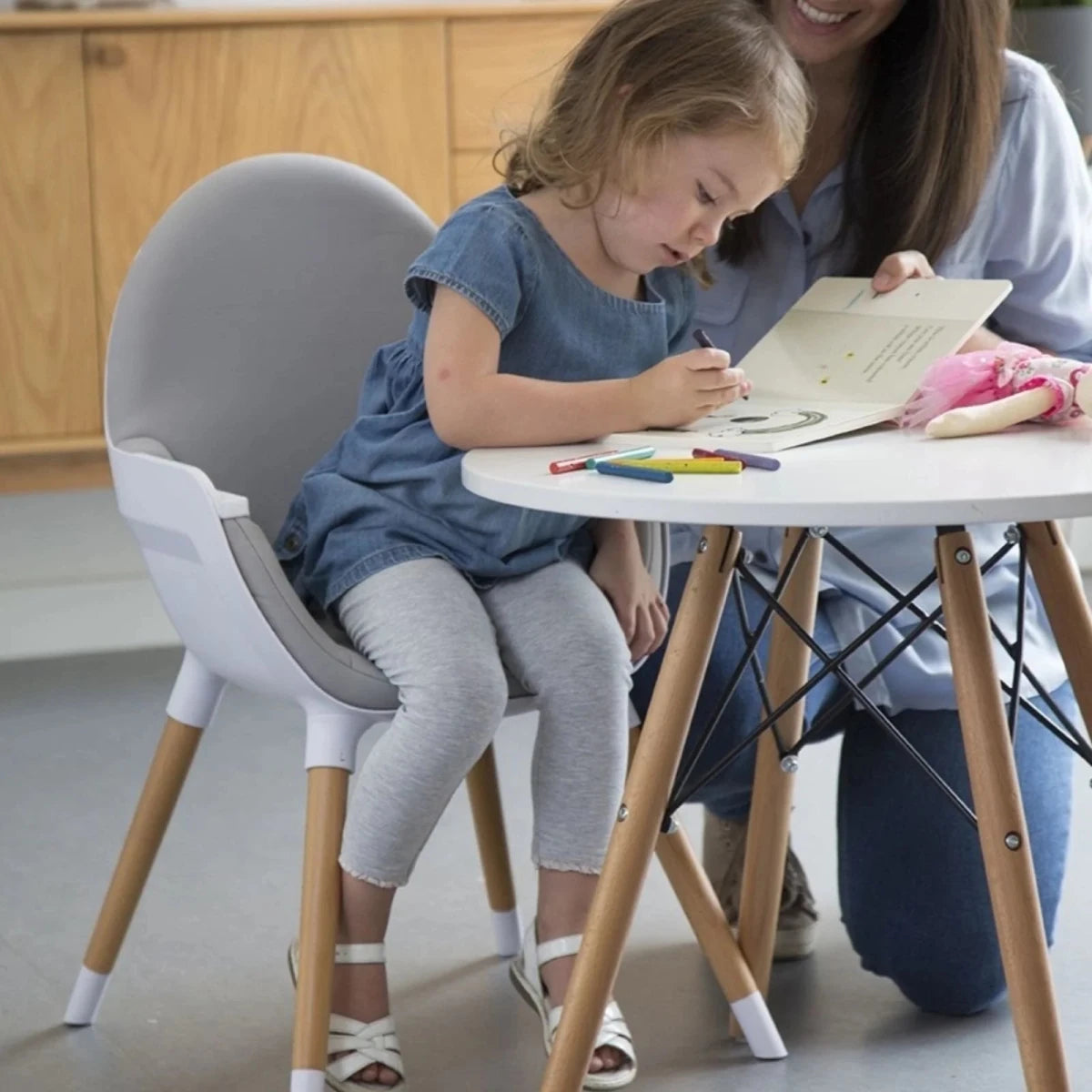 WeBaby Adjustable Highchair - White & Gray - ebebek