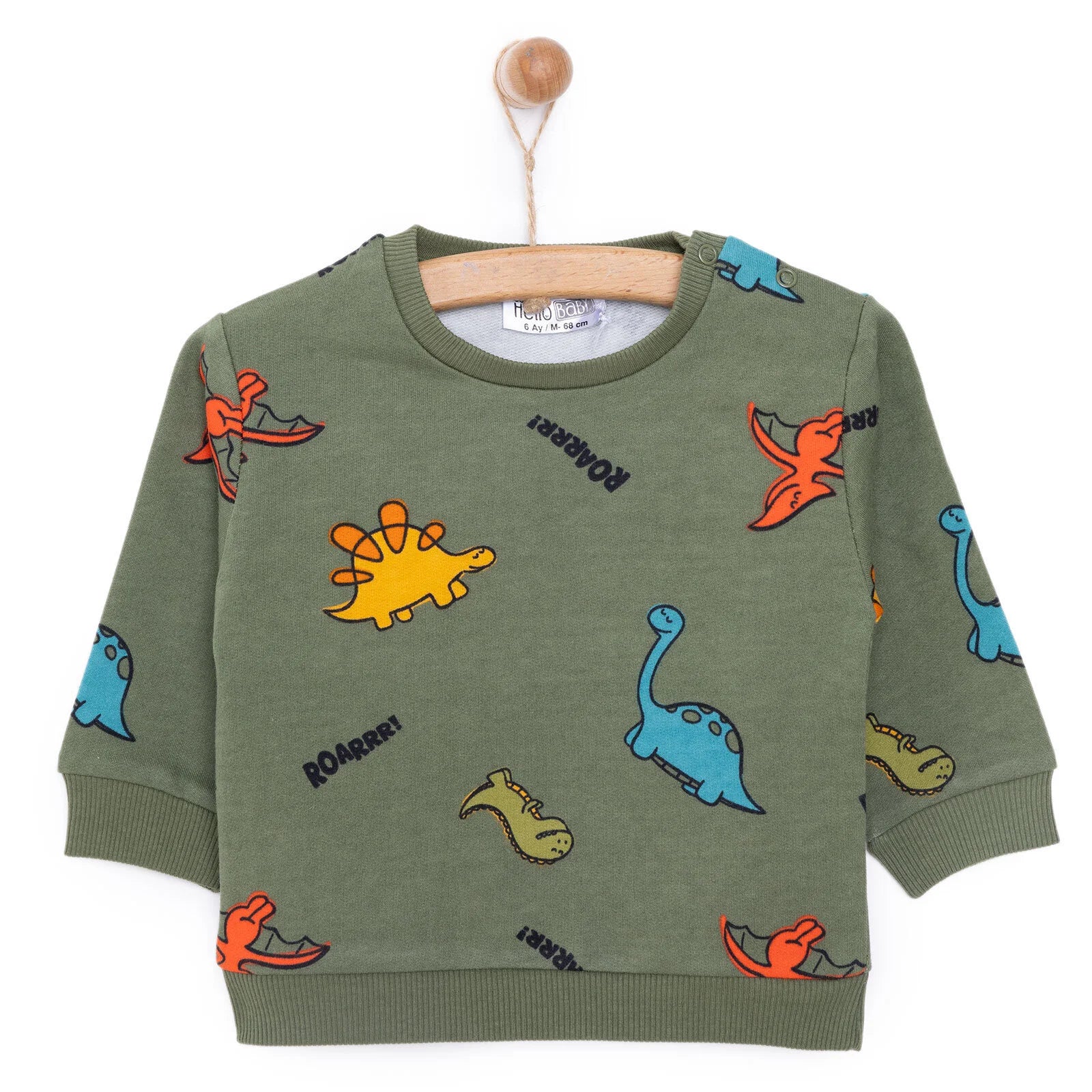 HelloBaby Basic Low Raised Dinosaur Printed Sweatshirt - Printed - ebebek - Black Friday