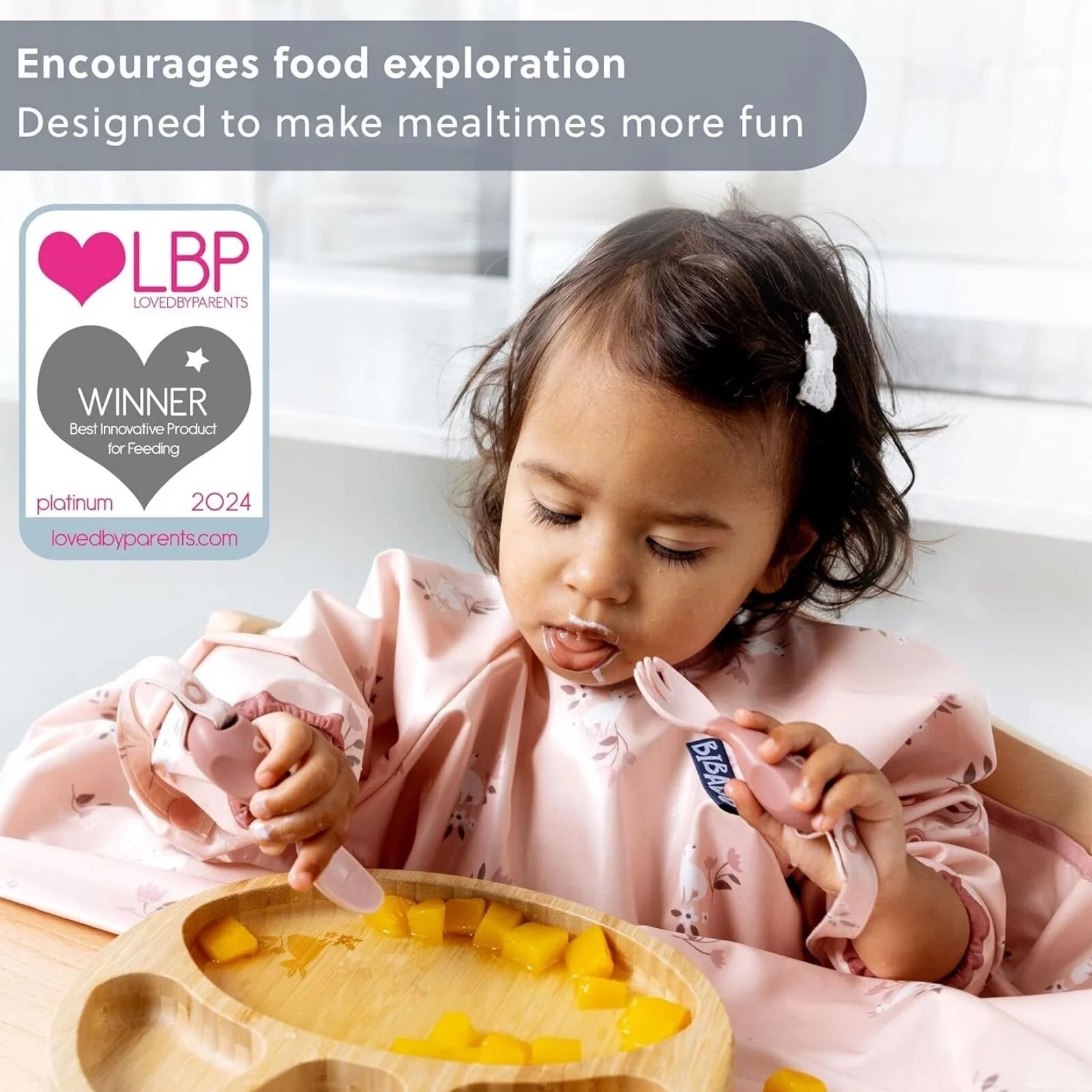 Bibado Handi Cutlery Attachable Weaning Cutlery Set 6+ months Pack of 2 - Blush - ebebek - Black Friday