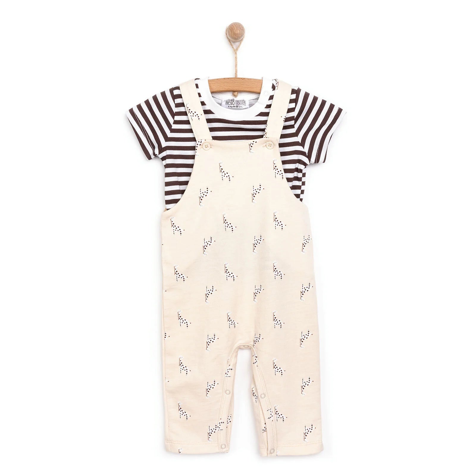 HelloBaby Newborn Giraffe Pattern Salopet - Beige - ebebek - Black Friday