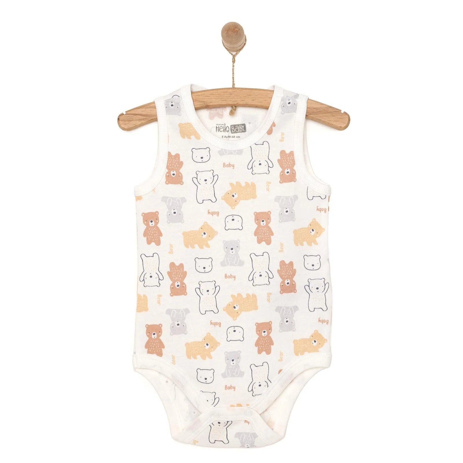 HelloBaby Bear Patterned Athlete Bodysuit - Ecru - ebebek - Black Friday
