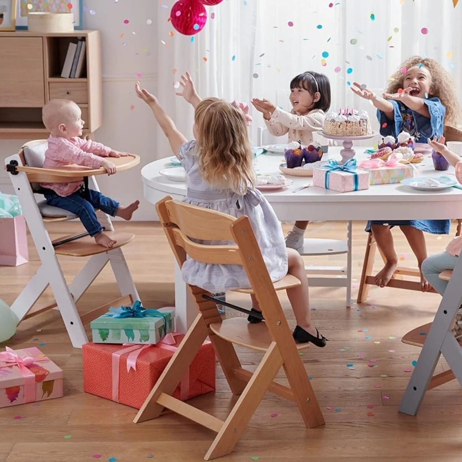 Kinderkraft Enock Wooden Highchair - White - ebebek - Black Friday