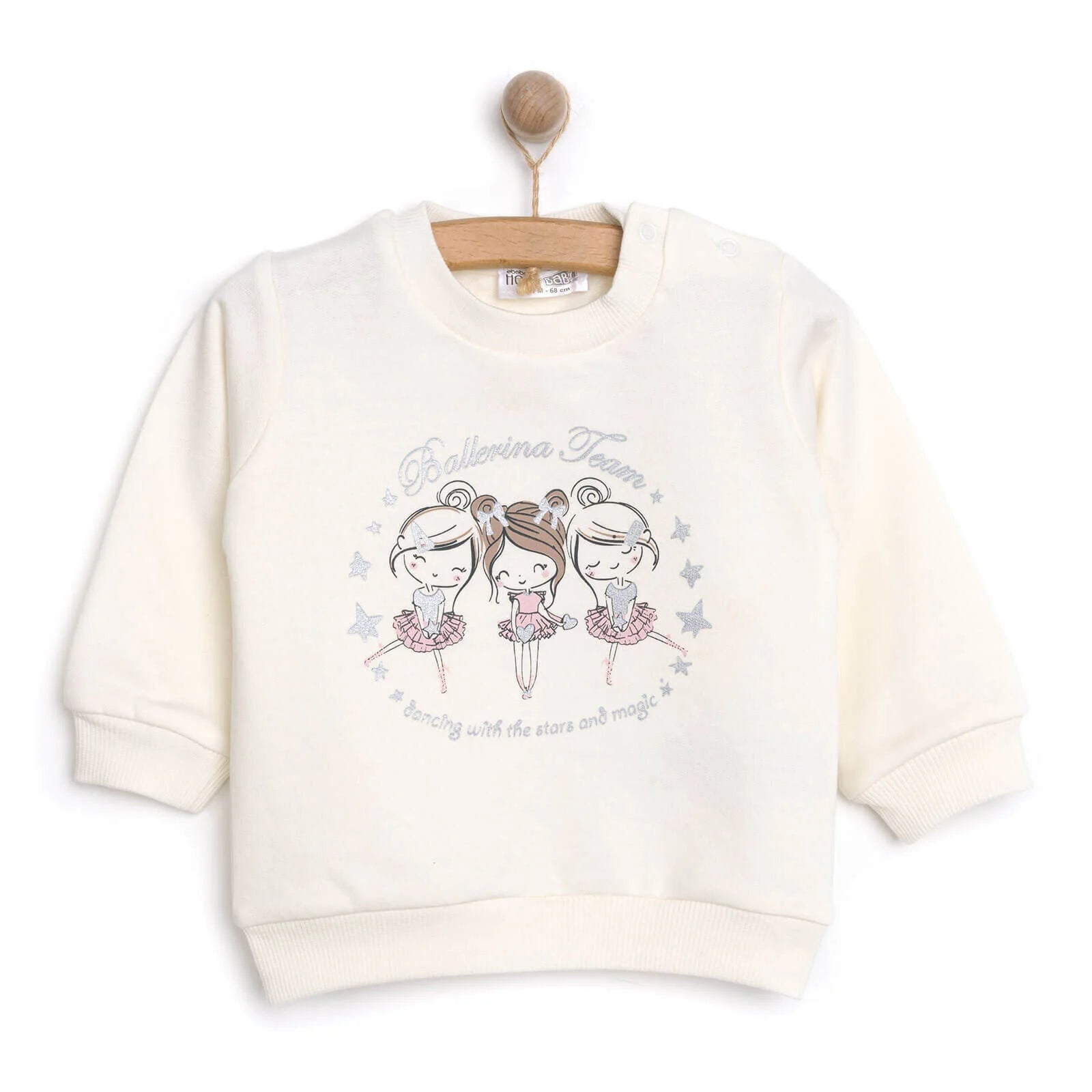 HelloBaby Baby Girl Ballerina Printed Sweatshirt - Ecru - ebebek - Black Friday