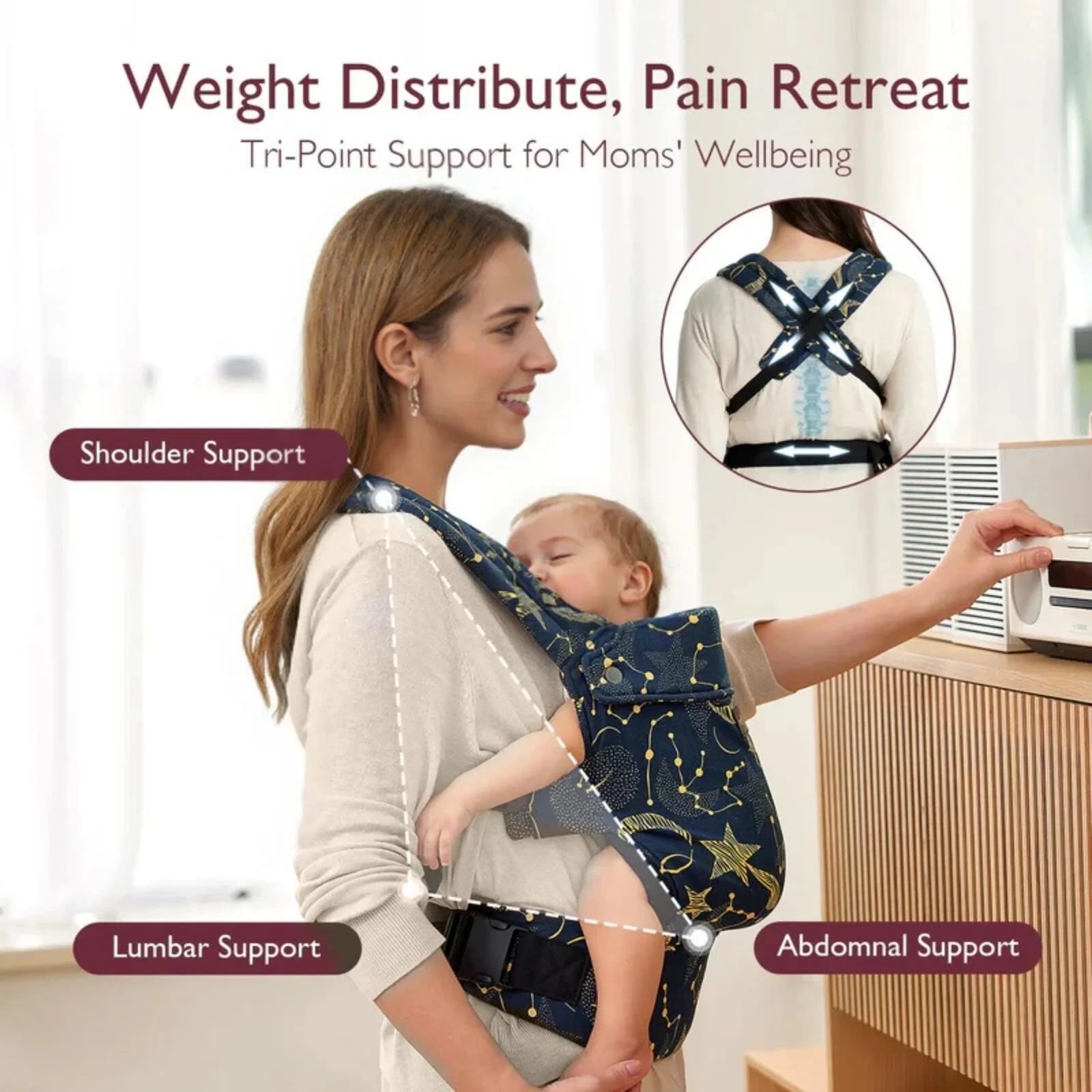 Momcozy Baby Carrier Newborn to Toddler Cotton - Starry Night - ebebek - Black Friday