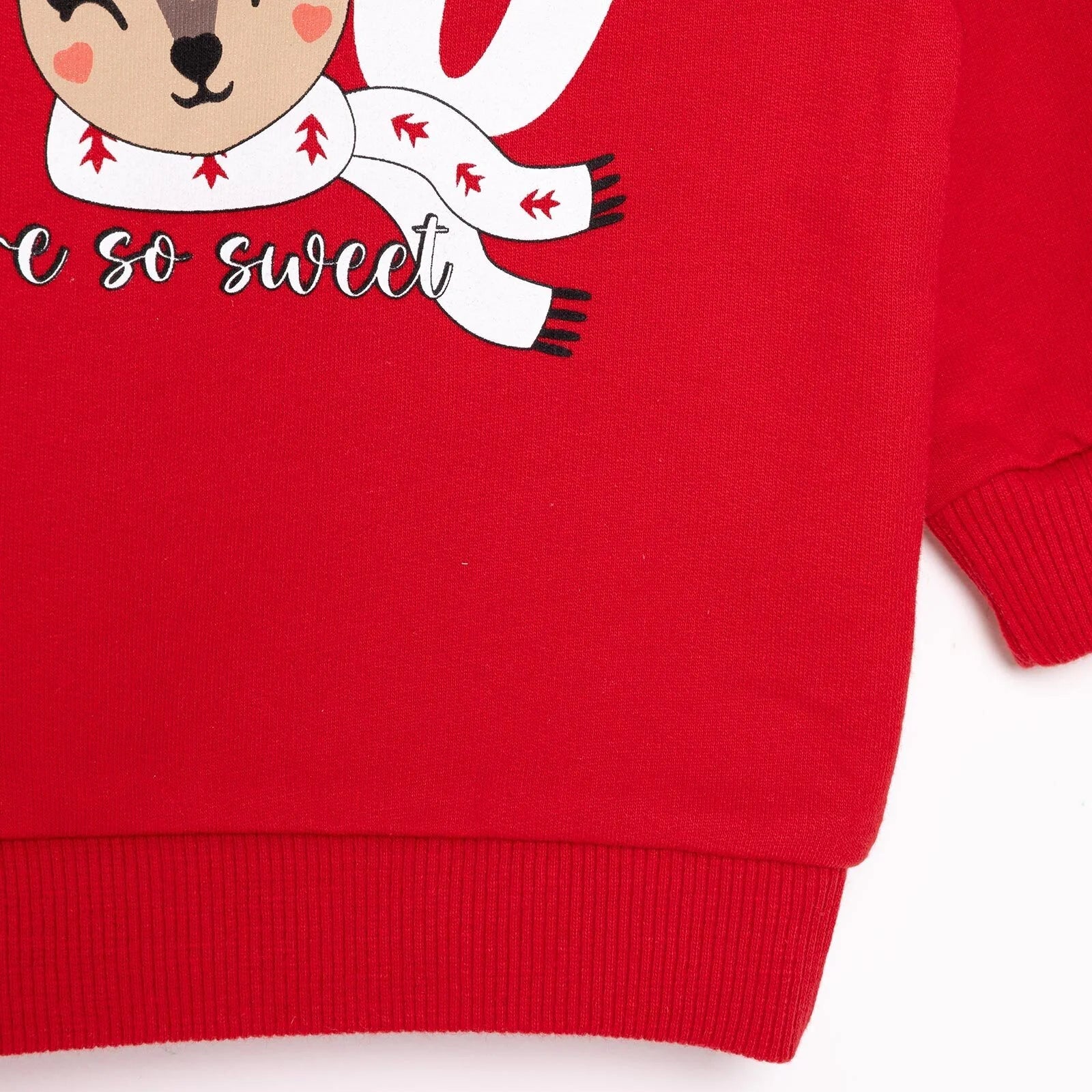 HelloBaby Christmas Baby Girl Low Raised Deer Printed Sweatshirt - Red - ebebek - Black Friday