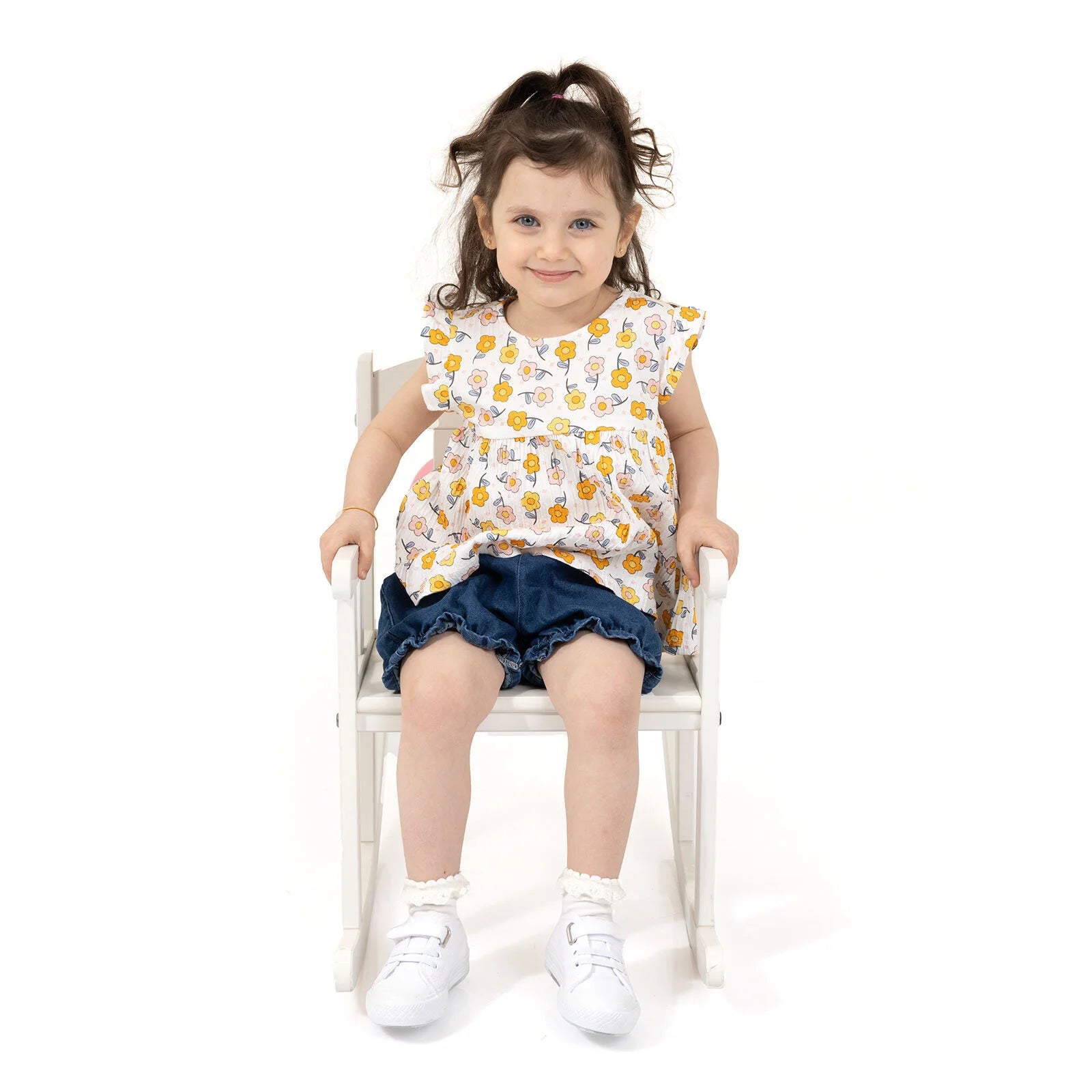 HelloBaby Flowers Girl Tshirt - Short - Ecru - ebebek - Black Friday