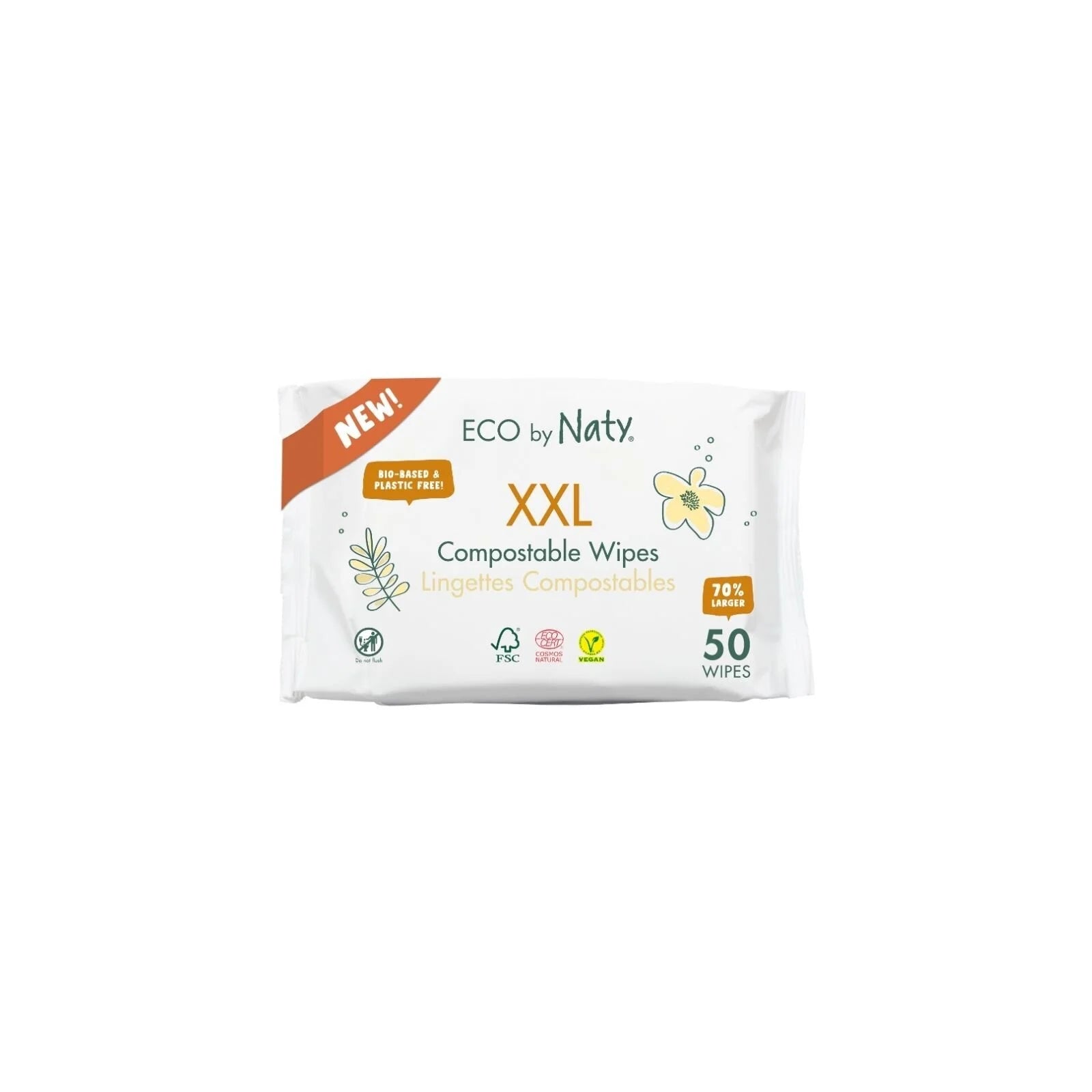Naty Compostable XXL Baby Wipes 50 pcs - ebebek - Black Friday