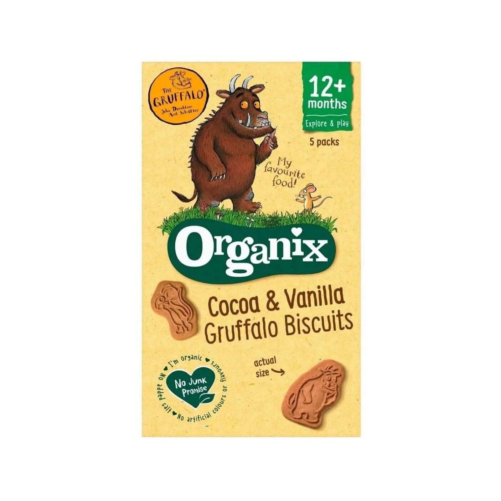 Organix Gruffalo Cocoa & Vanilla Biscuit 12+ months 100g (5x20g) - ebebek - Black Friday