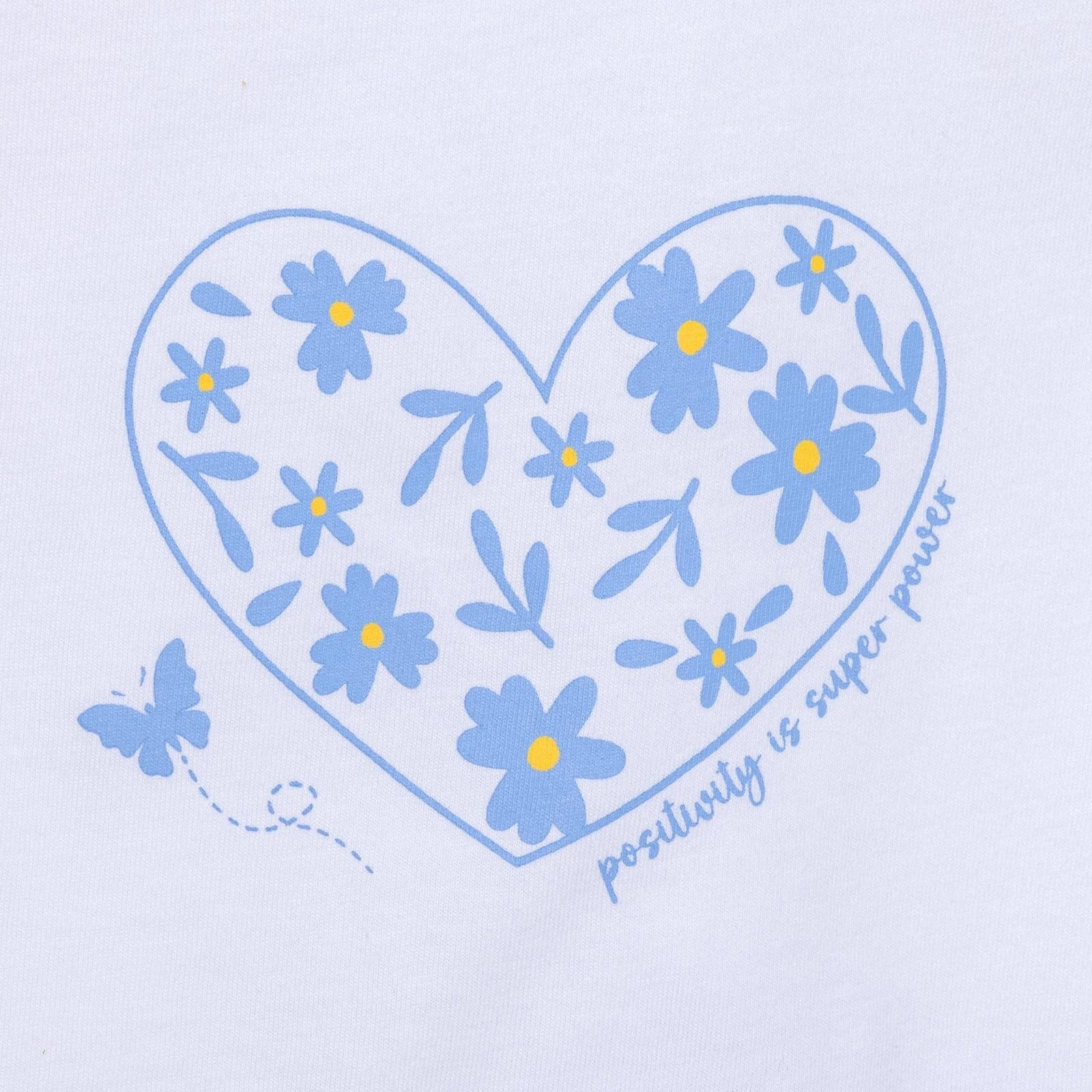 HelloBaby Girl Heart & Flower Patterned Short & T-shirt - Light Blue - ebebek - Black Friday
