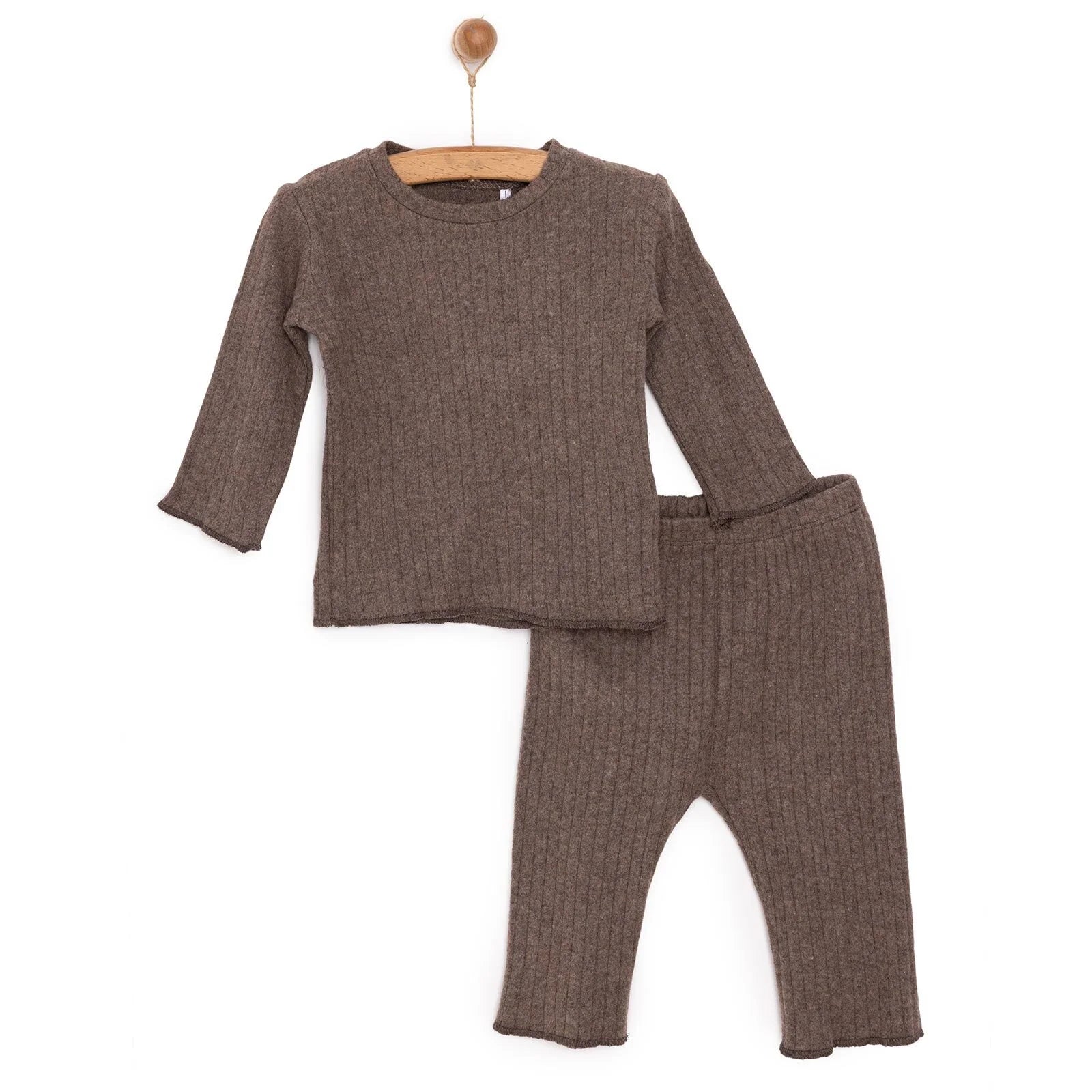 HelloBaby Boy Long Sleeve Pyjamas Set - Brown - ebebek - Black Friday