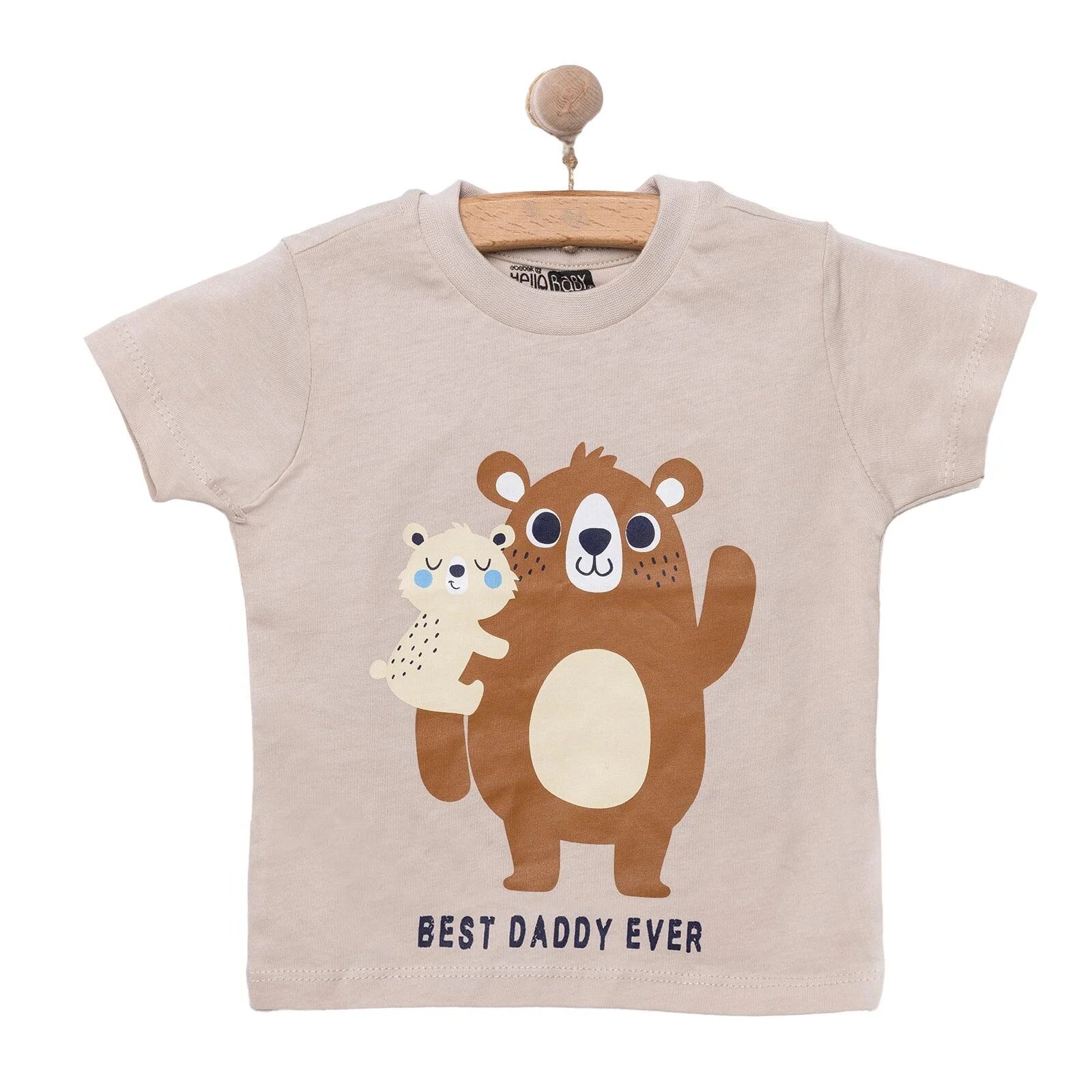 HelloBaby Basic Boy Bear Printed T-shirt - Mink - ebebek - Black Friday