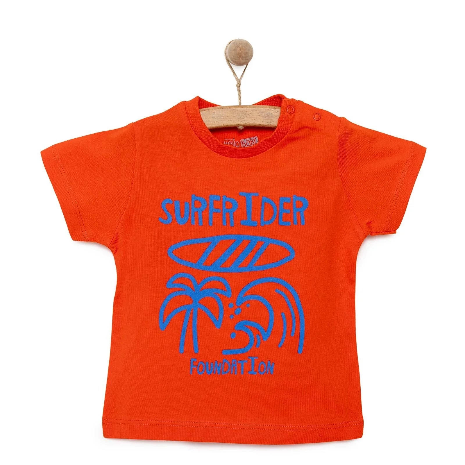 HelloBaby Basic Boy Surf Printed T-shirt - Coral - ebebek - Black Friday