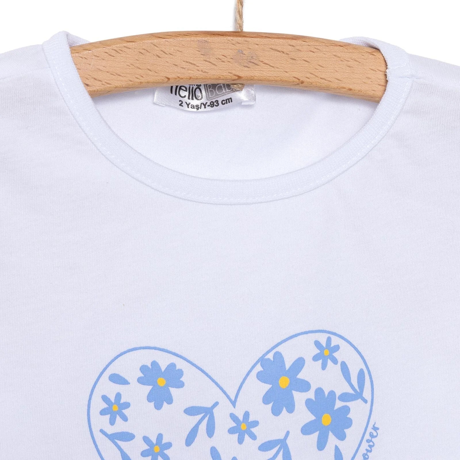 HelloBaby Girl Heart & Flower Patterned Short & T-shirt - Light Blue - ebebek - Black Friday