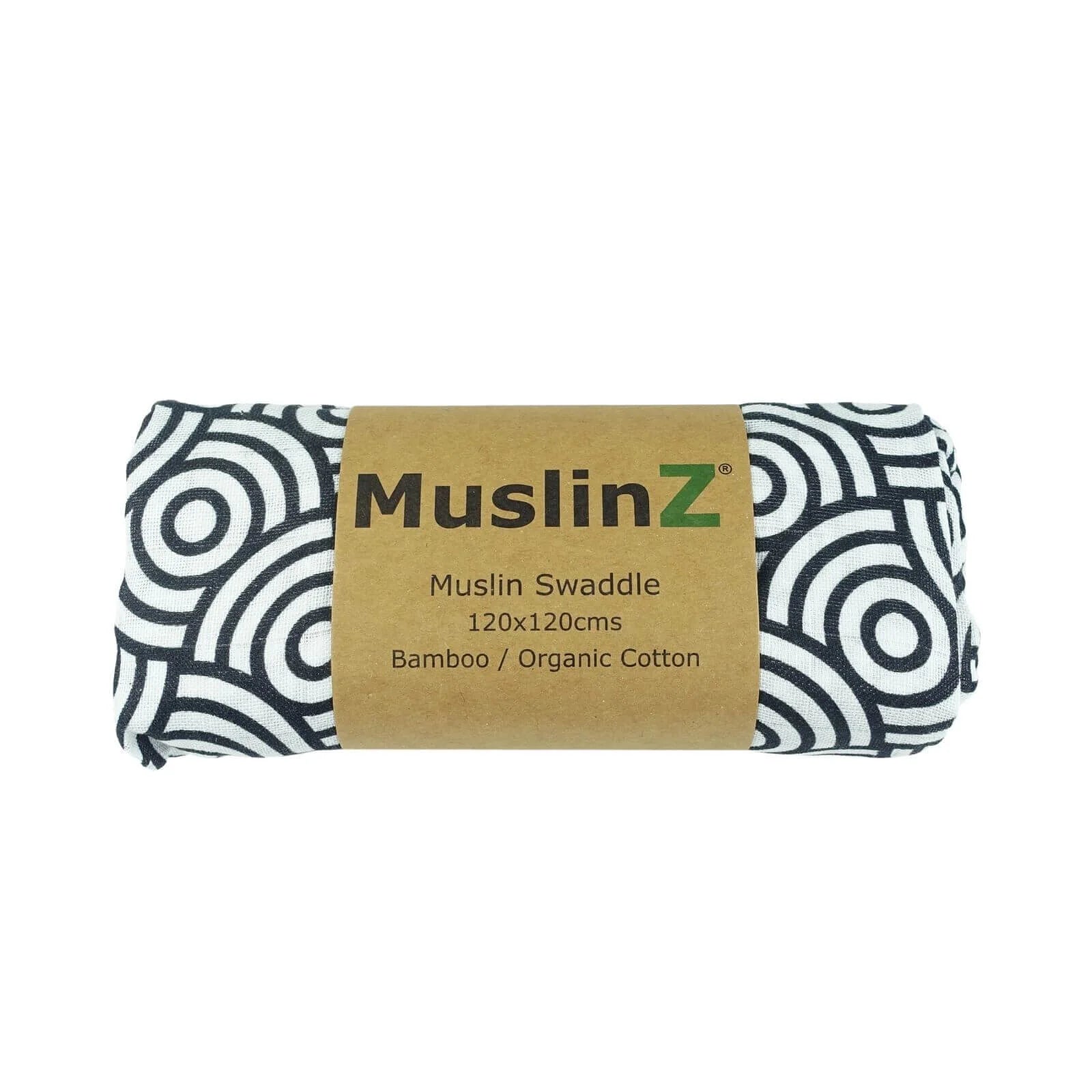 MuslinZ Bamboo/Organic Cotton Muslin Swaddle 120x120cm - Black Swirl - ebebek - Black Friday