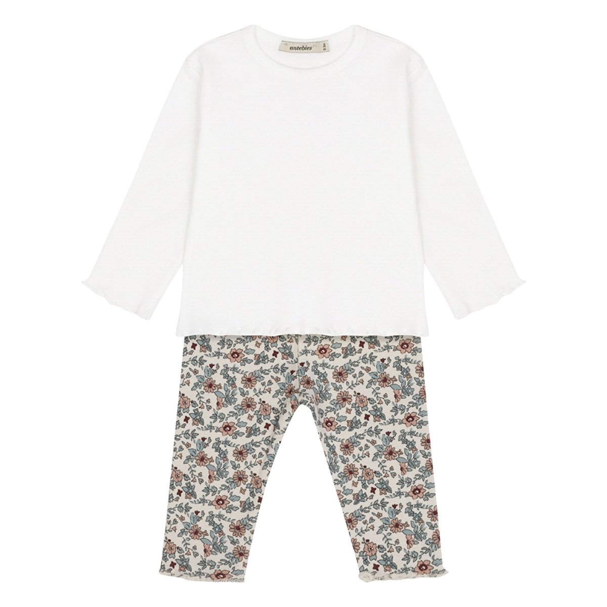 Antebies Winter Flowers Rib Long Sleeve + Tights Set Multi Colour - ebebek - Black Friday