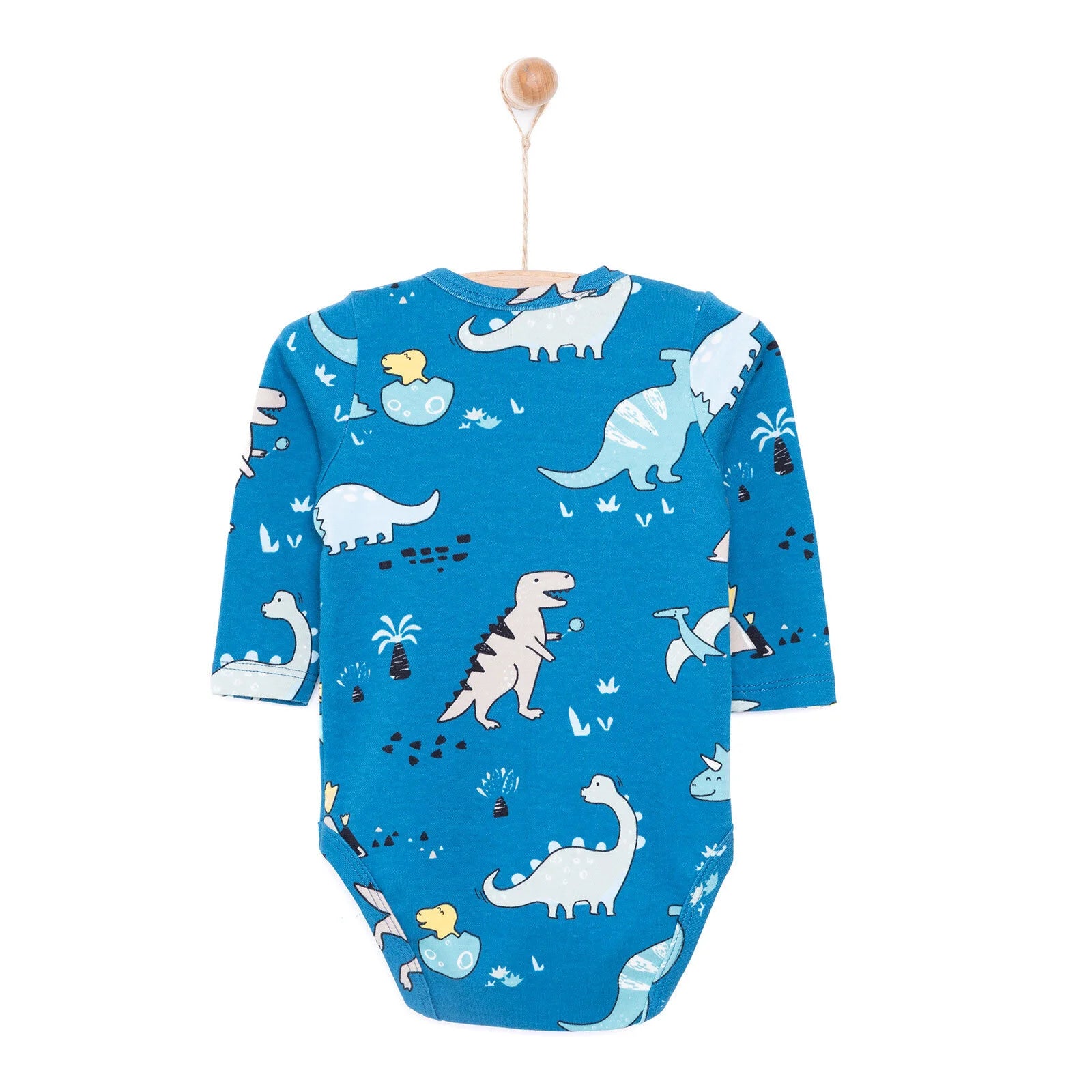 HelloBaby Boy Dino Printed Long Sleeve Bodysuit - Blue - ebebek - Black Friday