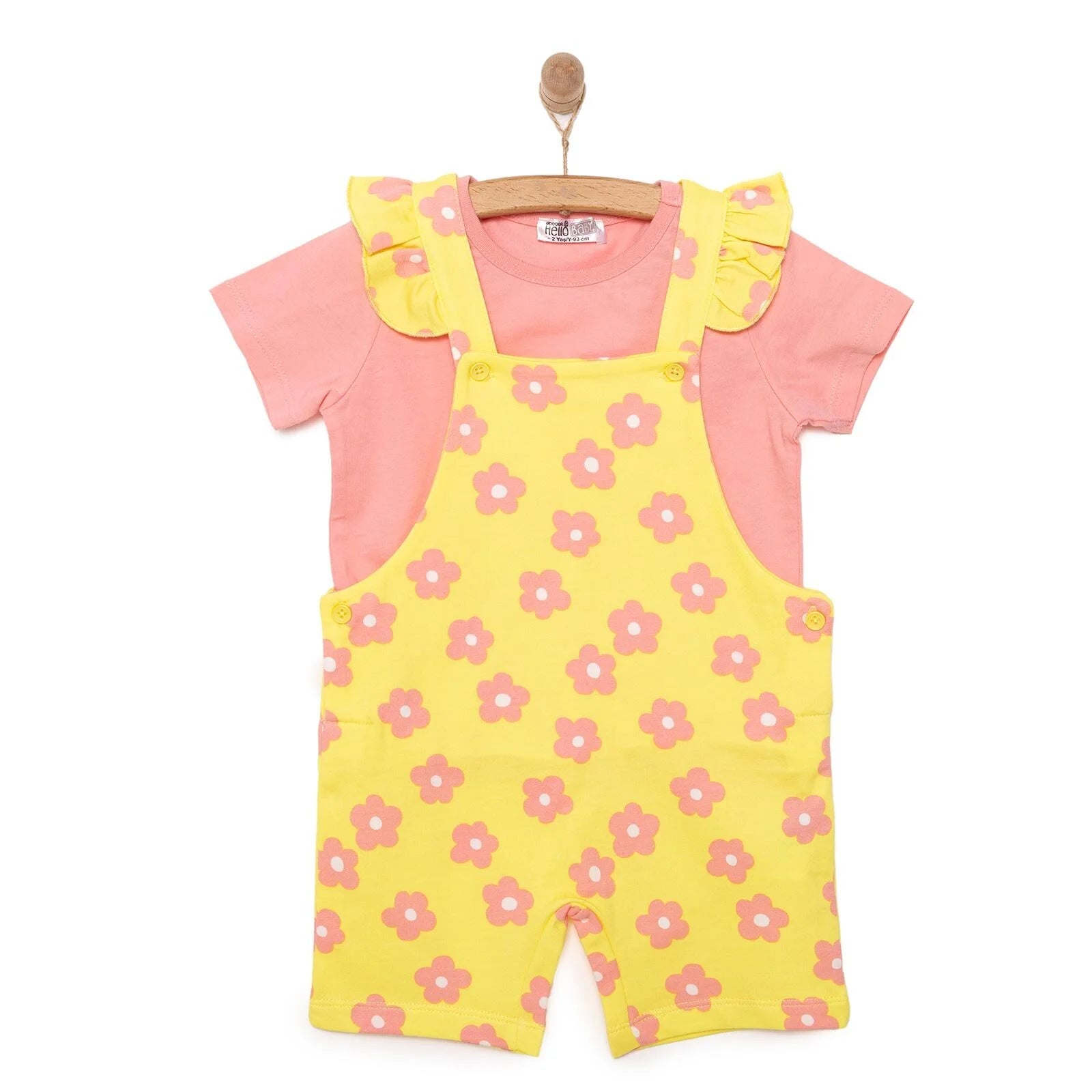 HelloBaby Girl Flowers Patterned Overall - Salmon - ebebek - Black Friday