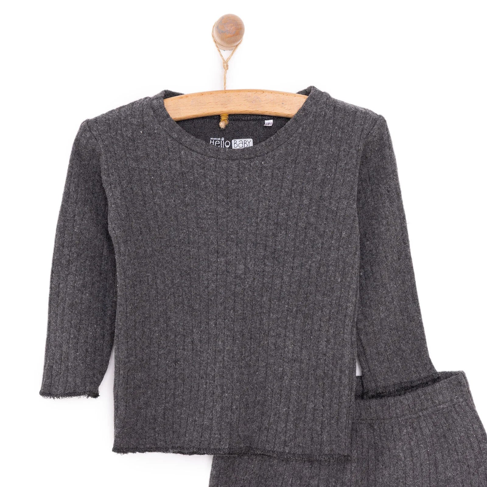 HelloBaby Baby Boy Long Sleeve Pyjamas Set - Dark Grey - ebebek - Black Friday