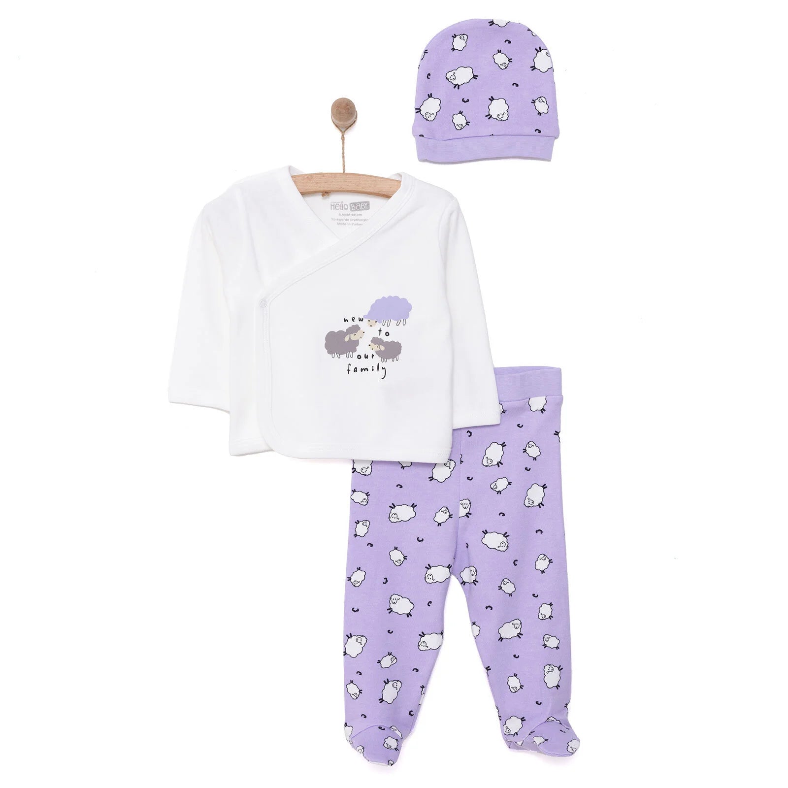 HelloBaby Girl Wrapover Top - Hat - Footed Bottom - Purple - ebebek - Black Friday