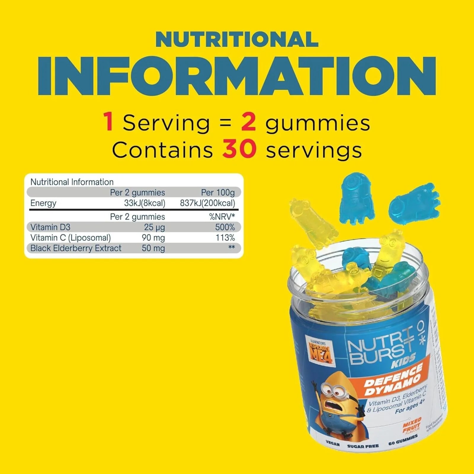 Nutriburst Minions Defence Dynamo Vitamins 4+ years 60 pcs - ebebek - Black Friday