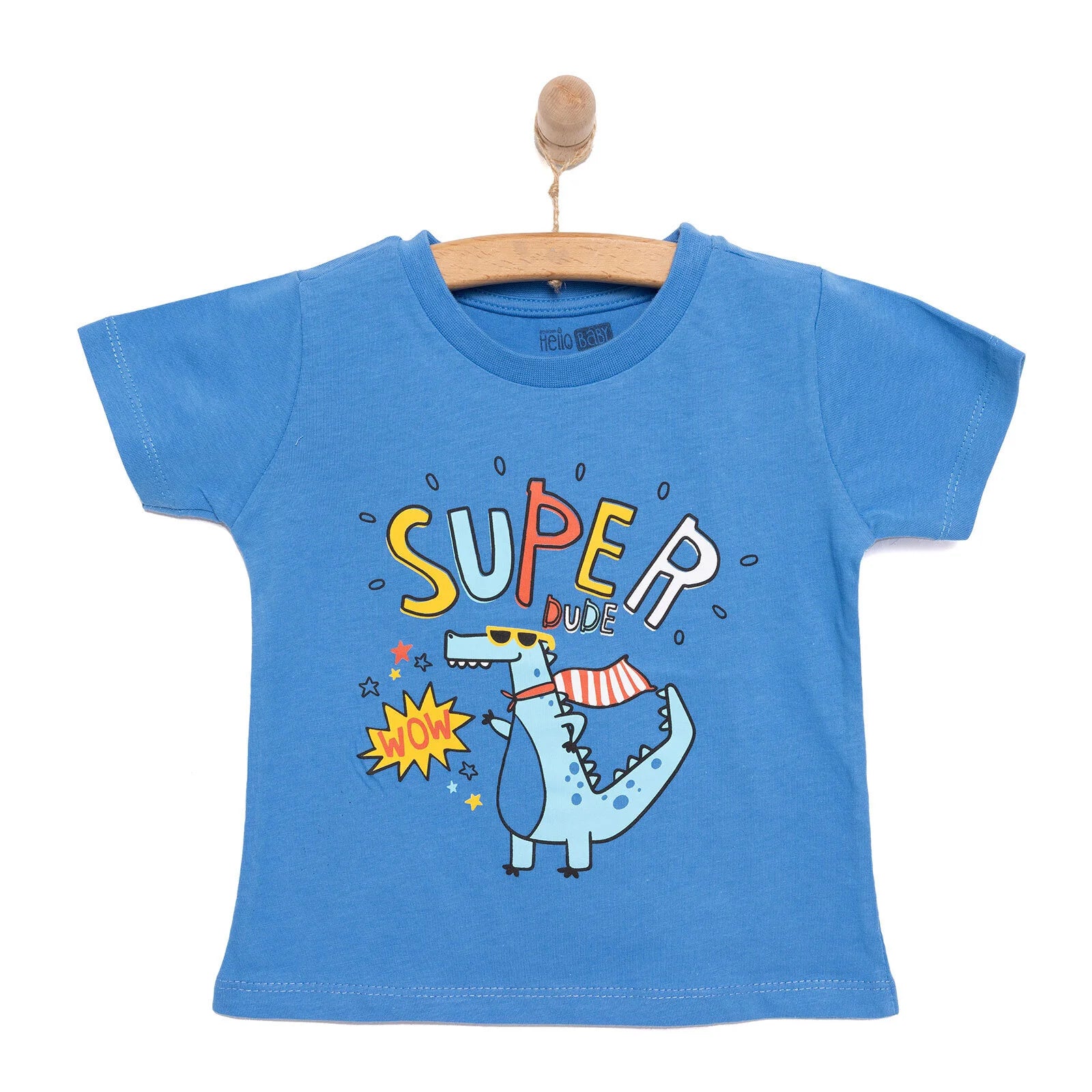 HelloBaby Basic Boy Super Dinosaur Printed Tshirt - Blue - ebebek - Black Friday