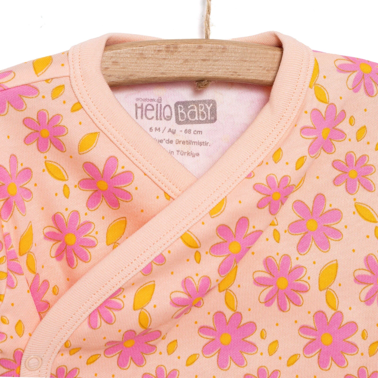 HelloBaby Girl Wrapover Top - Hat - Footed Bottom - Salmon - ebebek - Black Friday