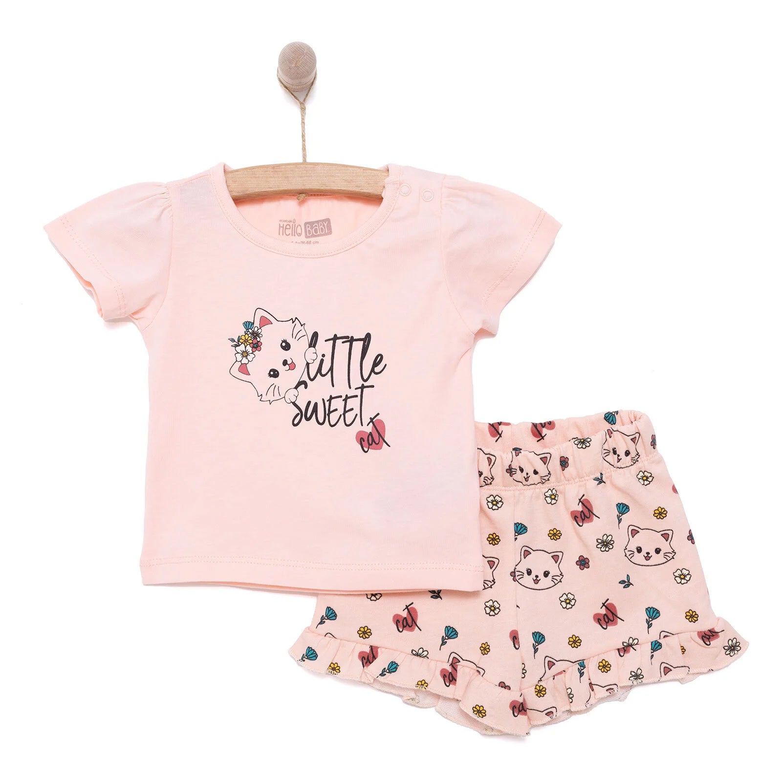 HelloBaby Basic Grl Cat Printed Tshirt - Short - Pink - ebebek - Black Friday