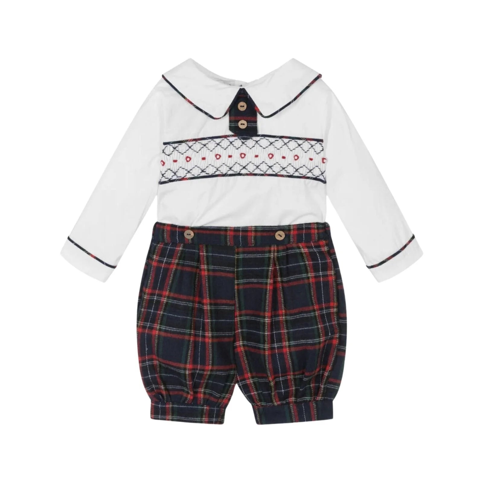 Beau Kid Baby Tartan Smock Set 2 pcs - Navy Blue - ebebek - Black Friday