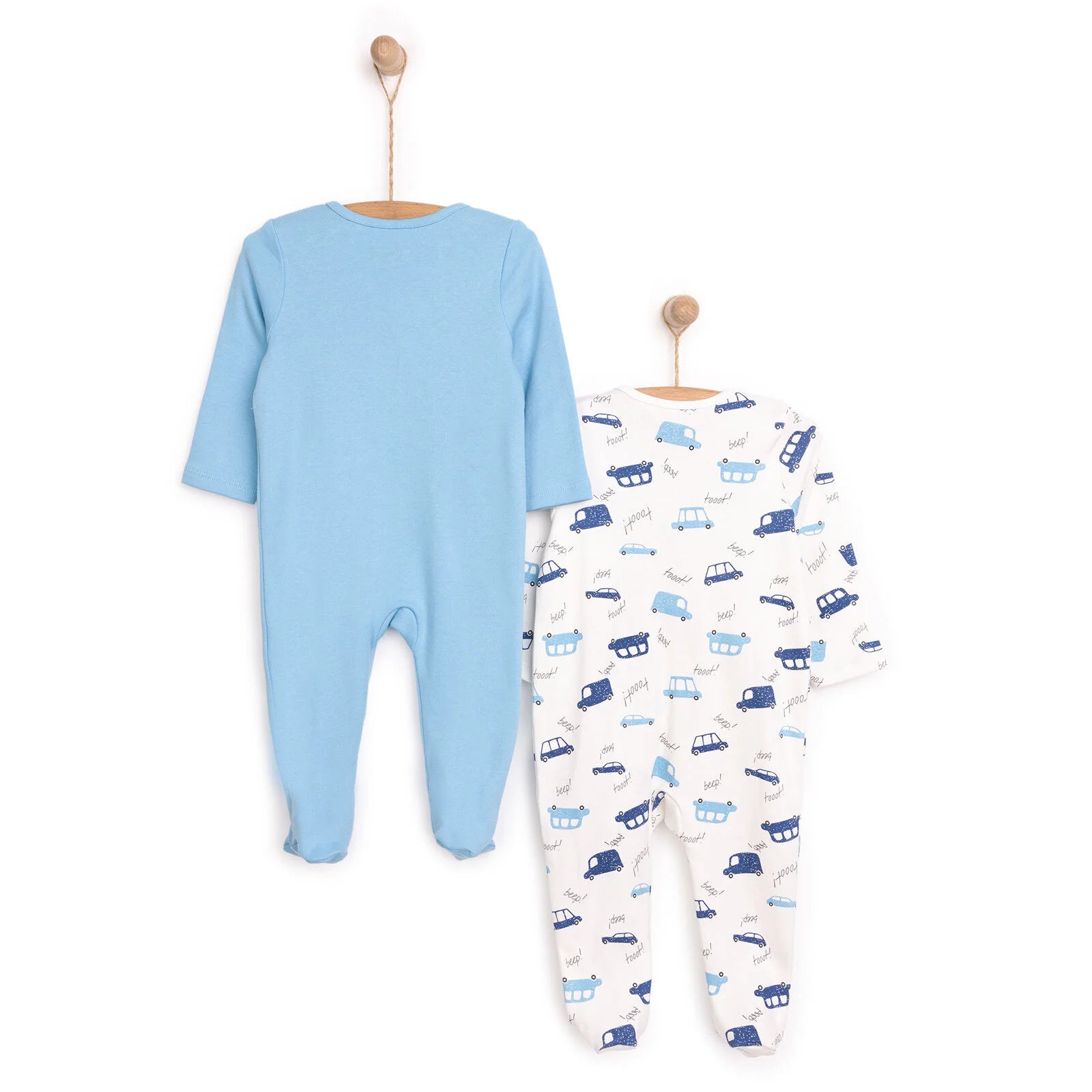 HelloBaby Newborn Boy 2 Piece Footed Jumpsuit - Blue - ebebek - Black Friday