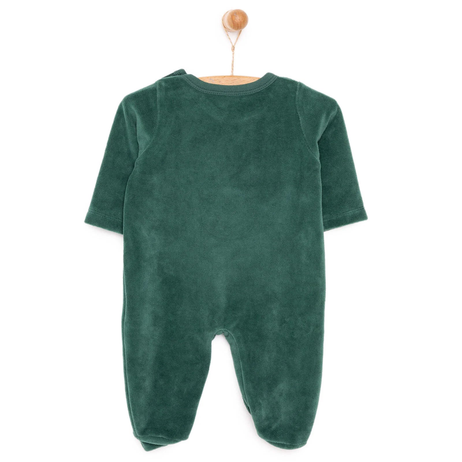 HelloBaby Newborn Unisex Embroidered Velvet Rompers - Green - ebebek - Black Friday